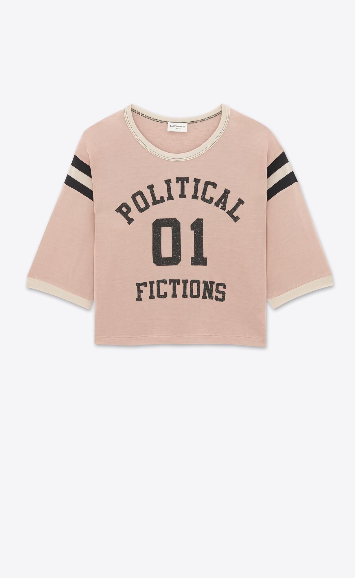 YSL Political Fictions Cropped T-shirt Rose Givre Et Noir | YBEOR6351