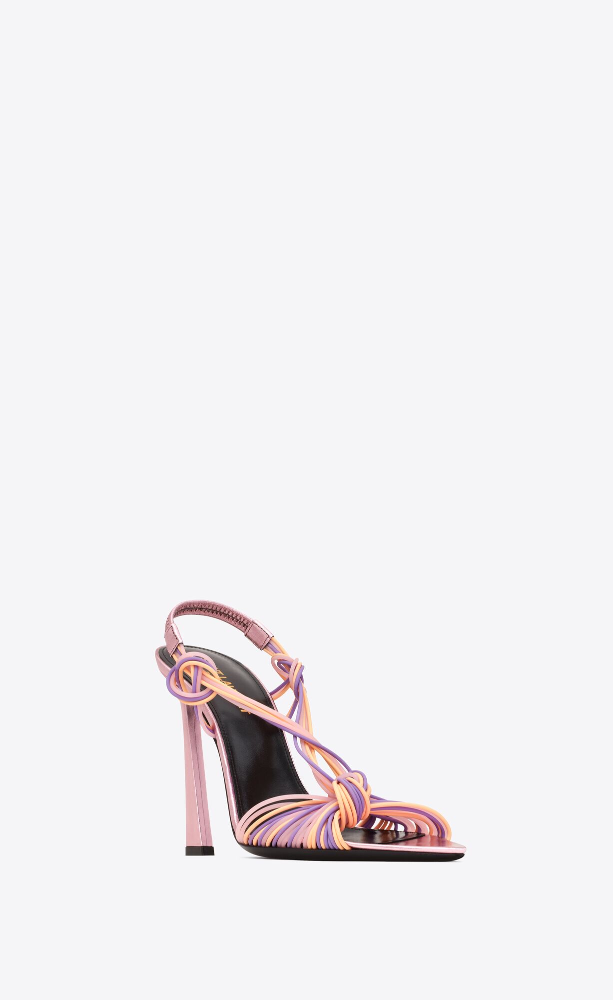 YSL Pool Sandals In Tpu And Metallized Leather Violet, Peach And Rose | ERNKU1376