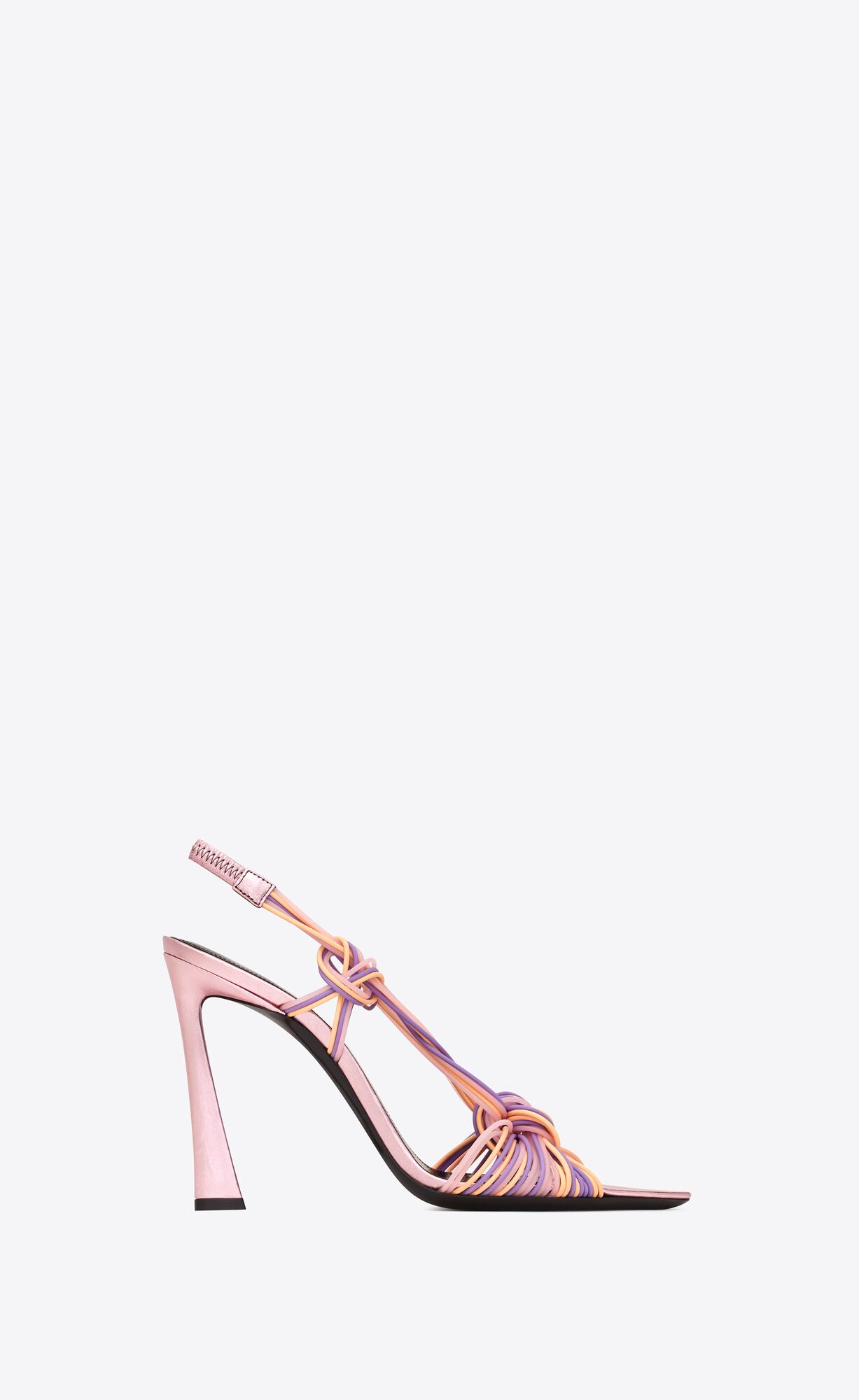 YSL Pool Sandals In Tpu And Metallized Leather Violet, Peach And Rose | ERNKU1376