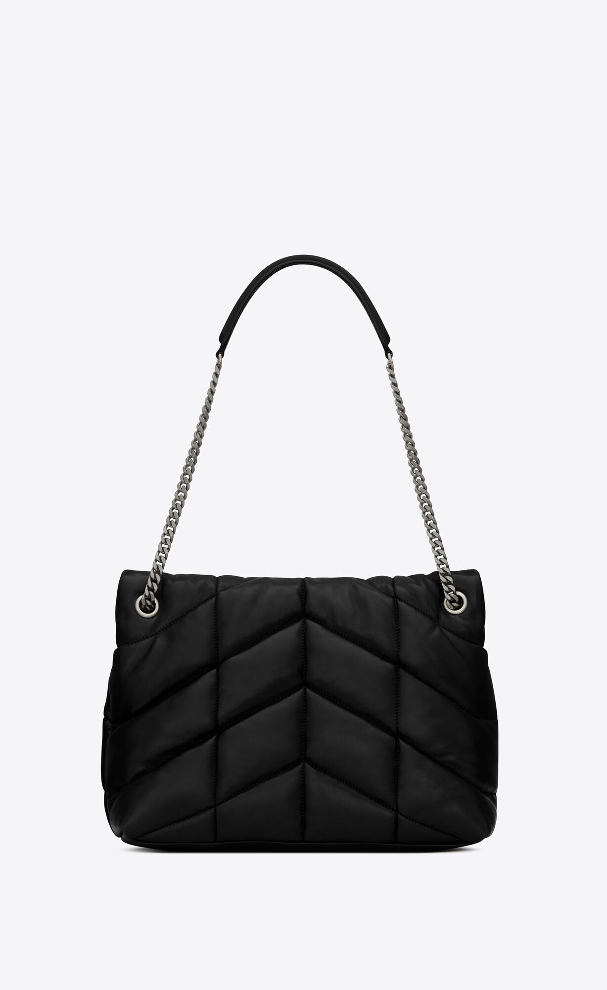 YSL Puffer Medium Chain Bag In Quilted Lambskin Black | JGMRP6519