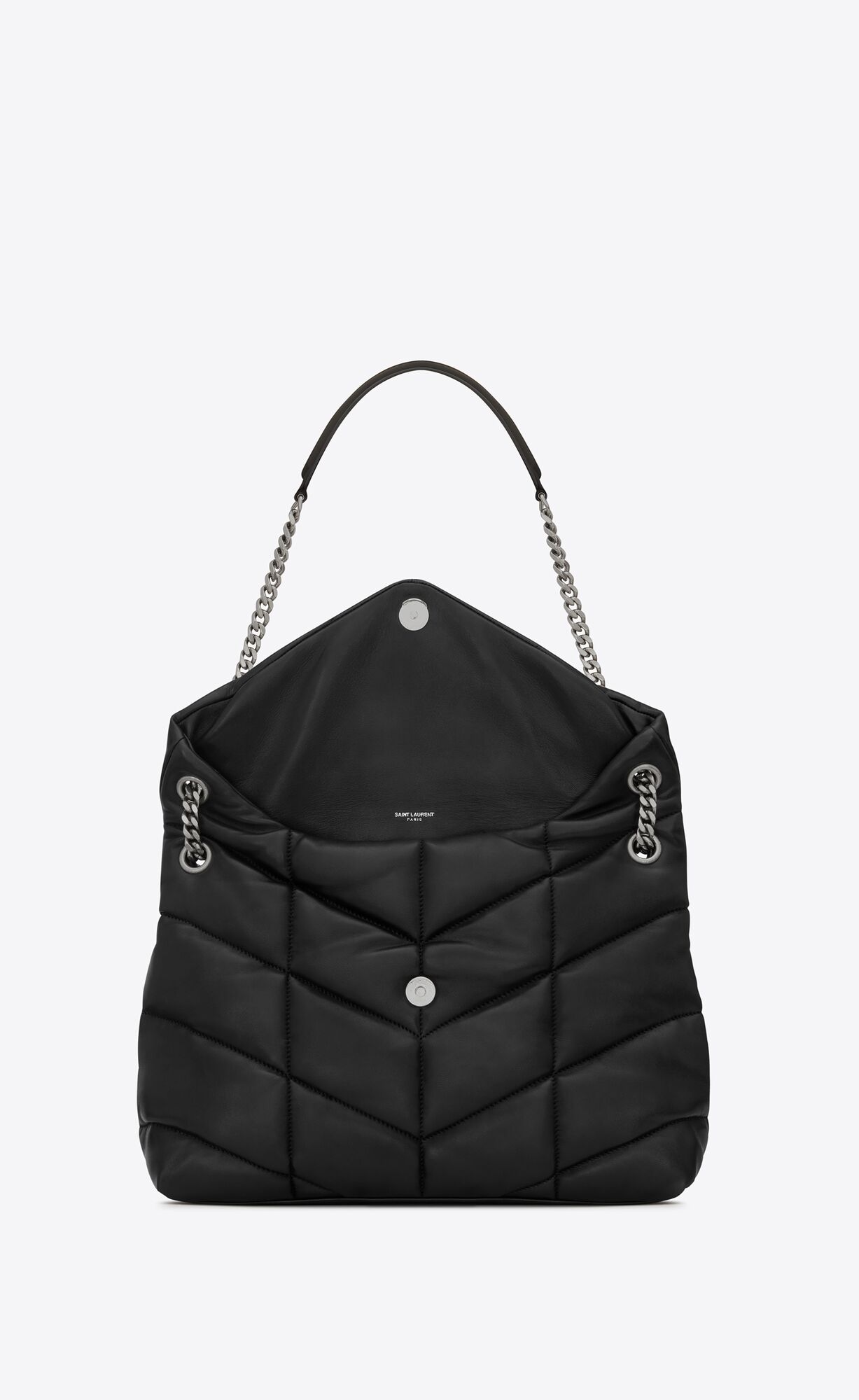 YSL Puffer Medium Chain Bag In Quilted Lambskin Black | JGMRP6519