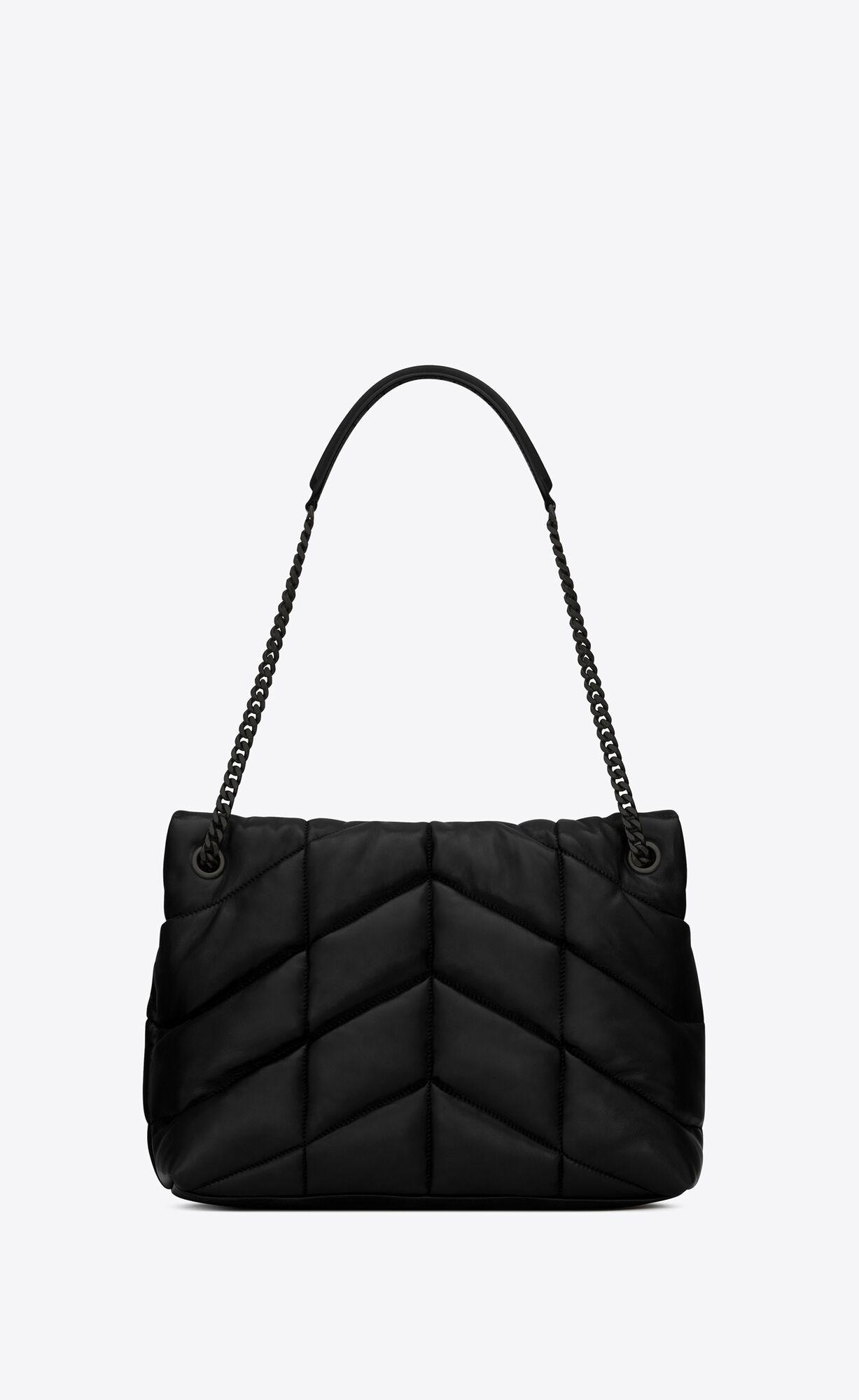 YSL Puffer Medium Chain Bag In Quilted Lambskin Black | YCEVP9613