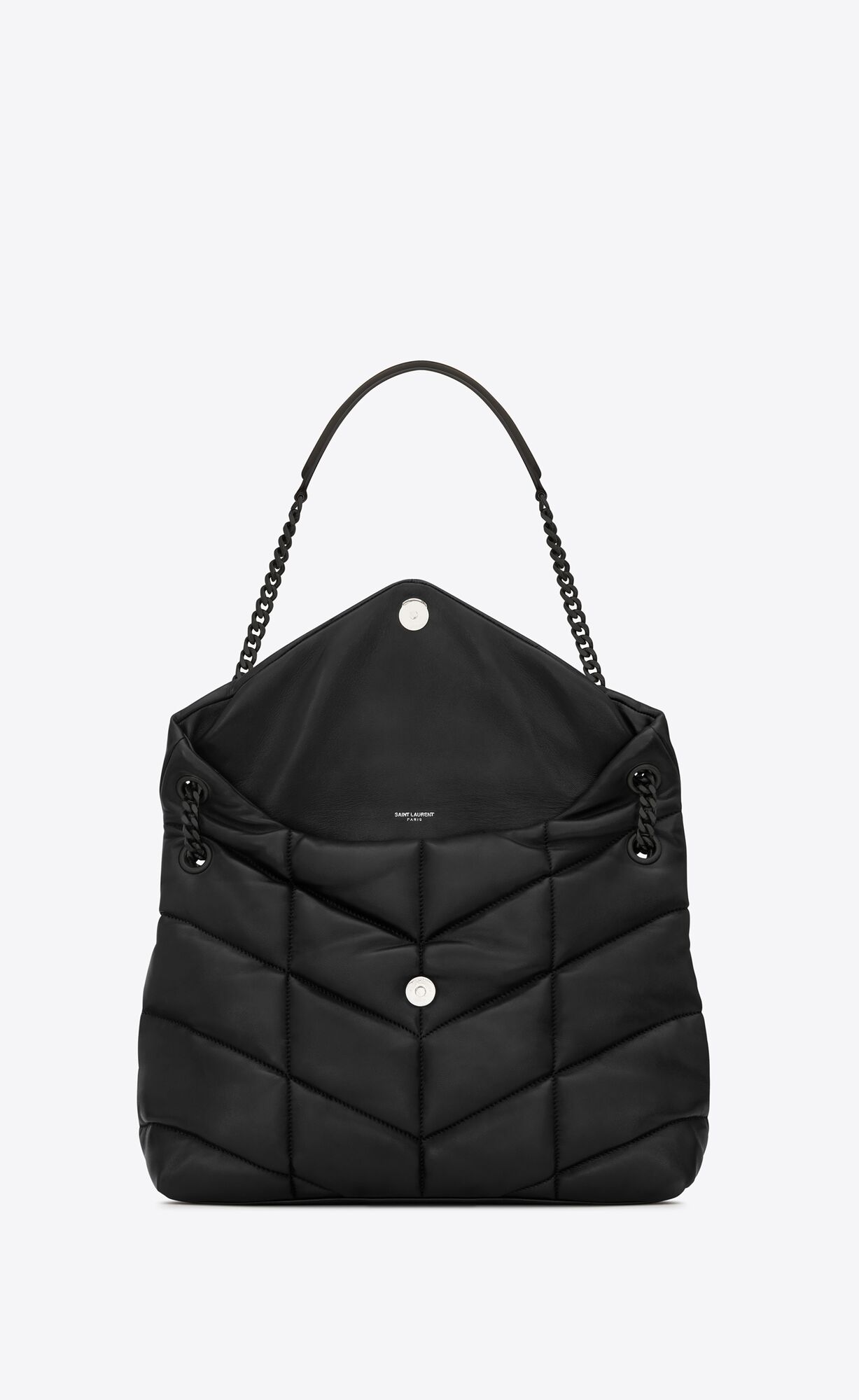 YSL Puffer Medium Chain Bag In Quilted Lambskin Black | YCEVP9613