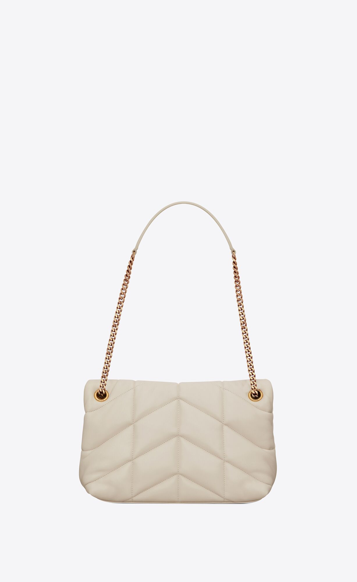 YSL Puffer Small Chain Bag In Quilted Lambskin Blanc Vintage | IOZEU3742