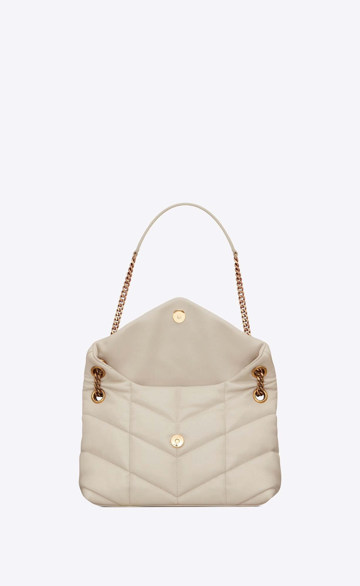 YSL Puffer Small Chain Bag In Quilted Lambskin Blanc Vintage | IOZEU3742