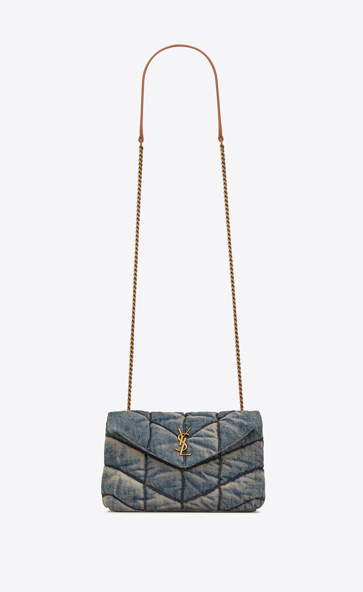 YSL Puffer Toy Bag In Denim Rodeo Blue | RWXSE4026