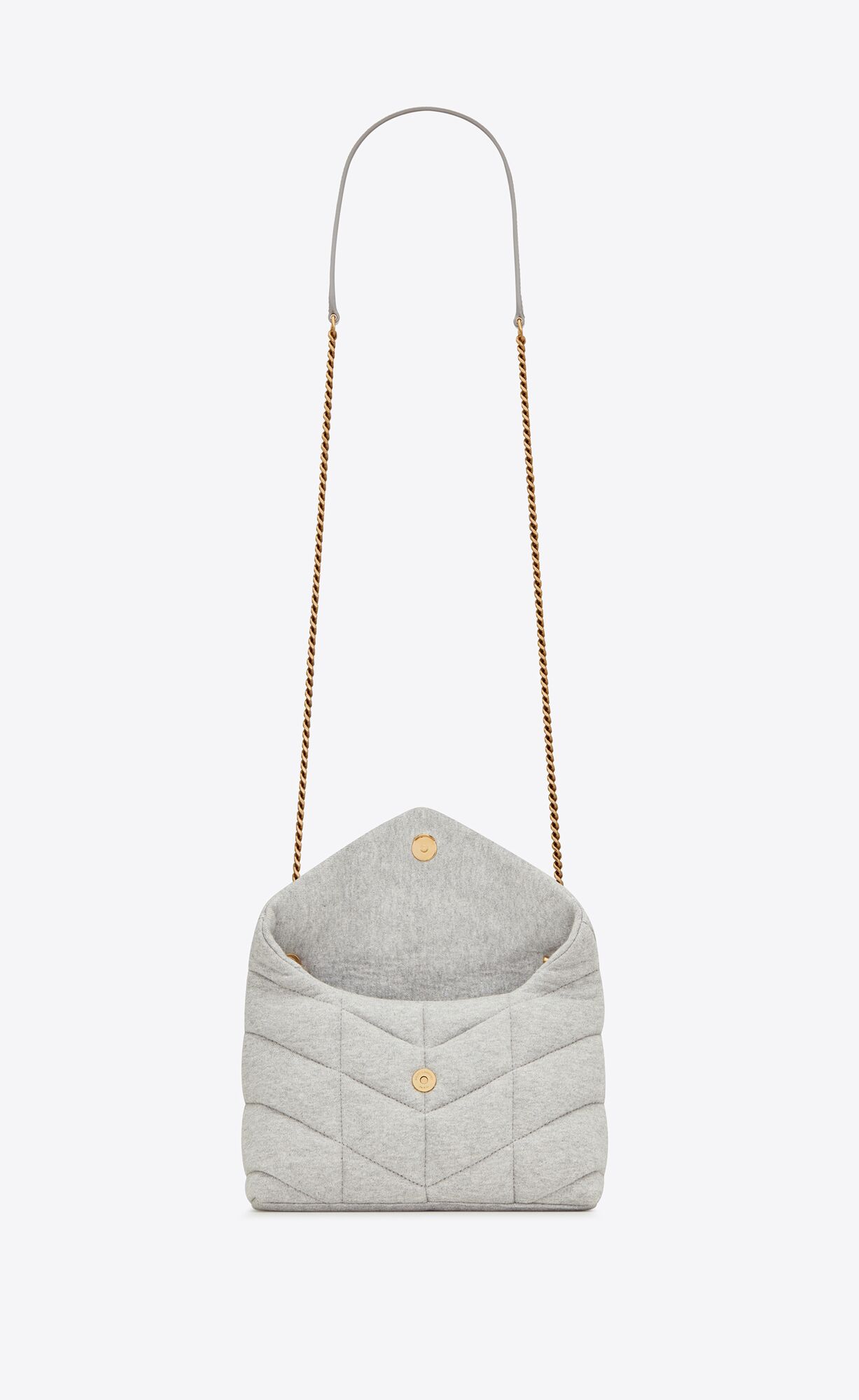 YSL Puffer Toy Bag In Jersey Mottled Grey | NQXPD6713