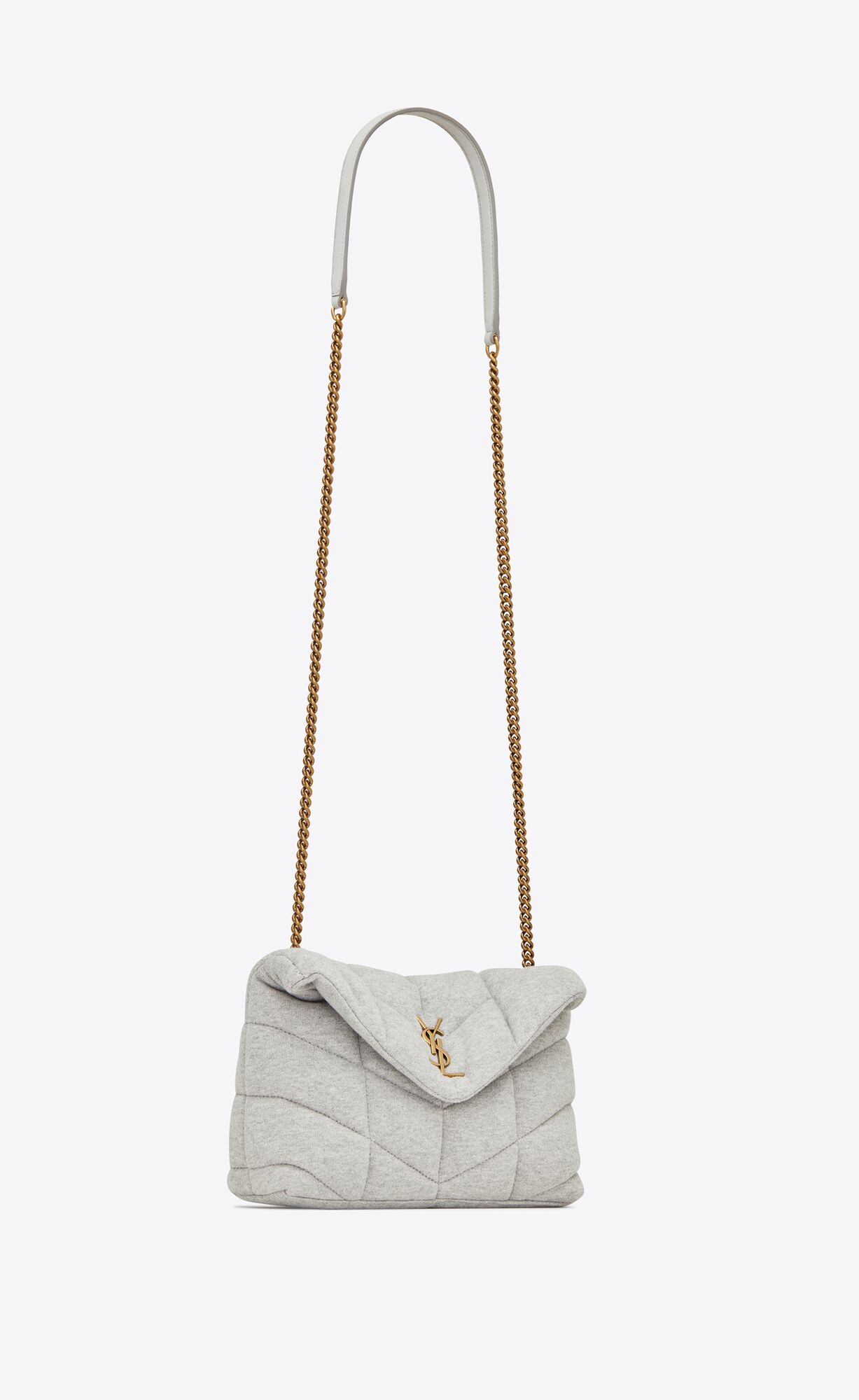 YSL Puffer Toy Bag In Jersey Mottled Grey | NQXPD6713