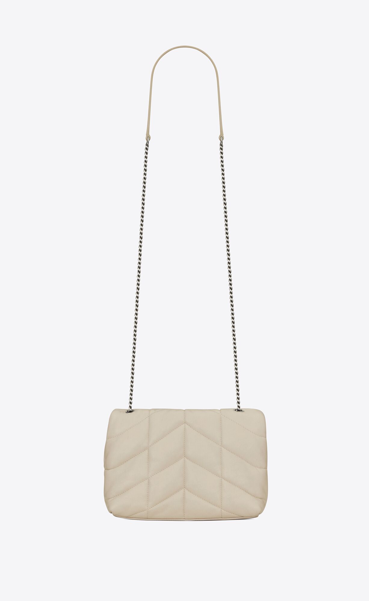 YSL Puffer Toy Bag In Quilted Lambskin Blanc Vintage | NWUAO0672