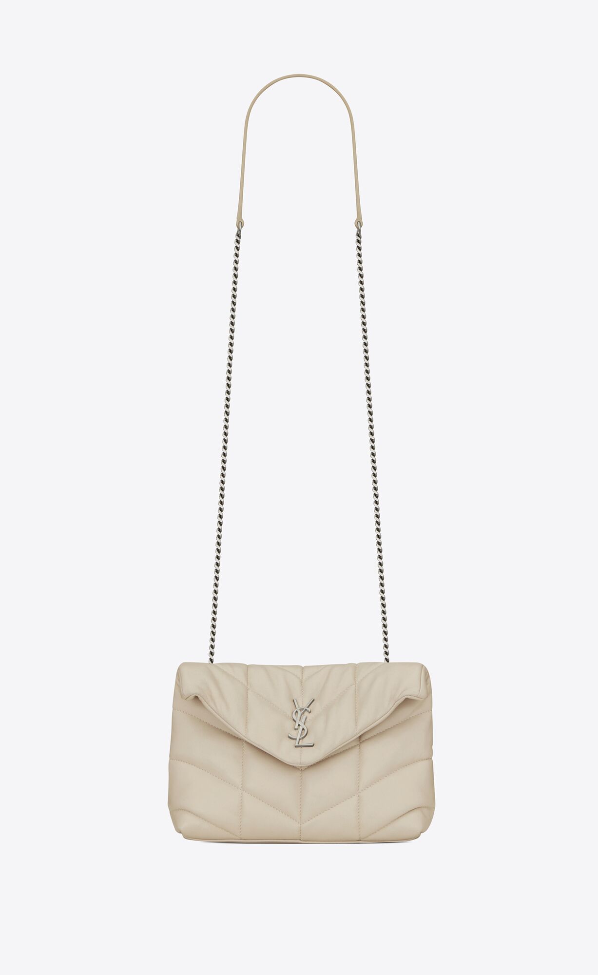 YSL Puffer Toy Bag In Quilted Lambskin Blanc Vintage | NWUAO0672