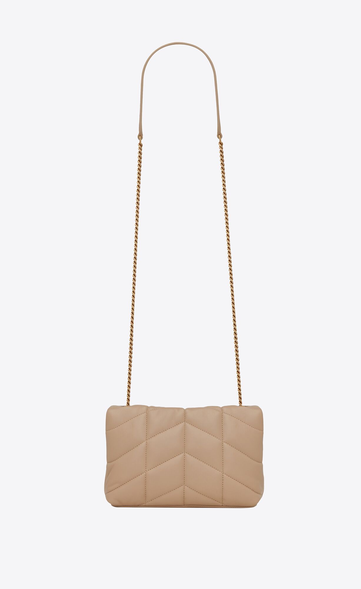 YSL Puffer Toy Bag In Quilted Lambskin Dark Beige | NBDPG3864