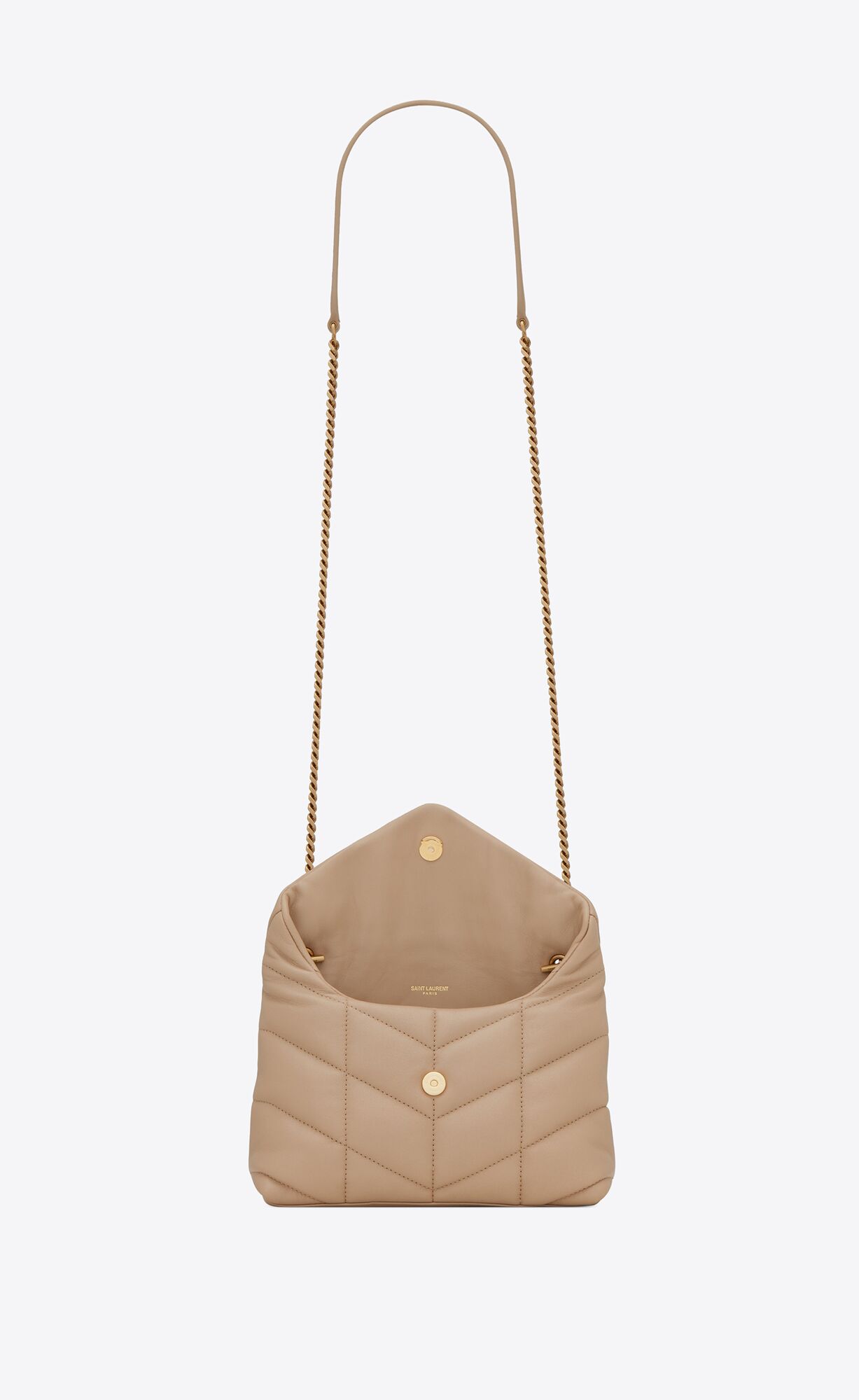 YSL Puffer Toy Bag In Quilted Lambskin Dark Beige | NBDPG3864