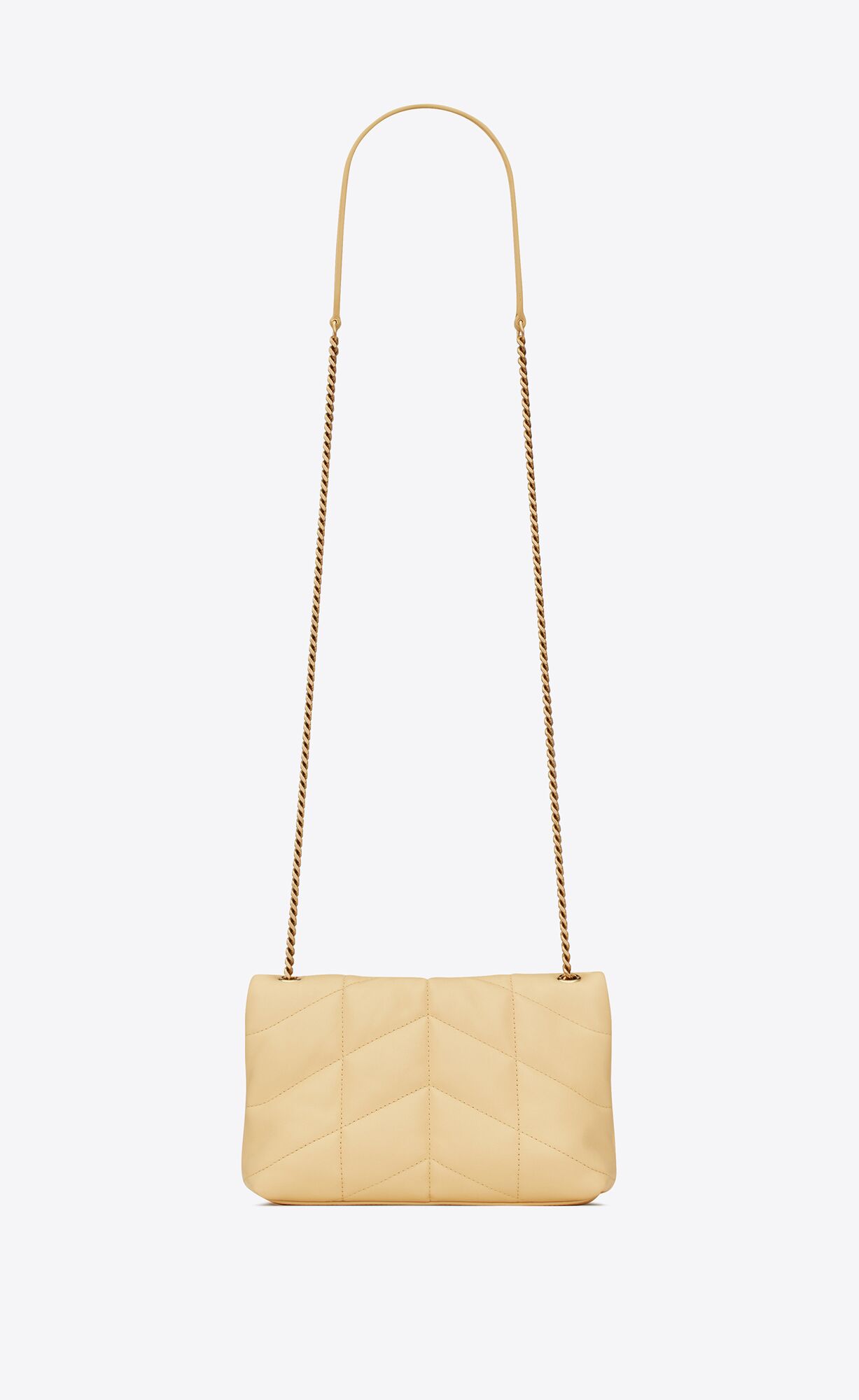 YSL Puffer Toy Bag In Quilted Lambskin Light Vanilla | RZXLV8104