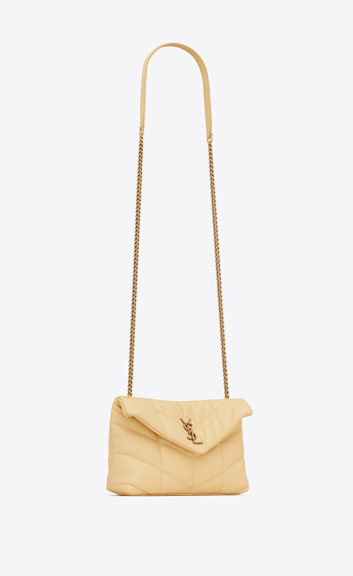 YSL Puffer Toy Bag In Quilted Lambskin Light Vanilla | RZXLV8104