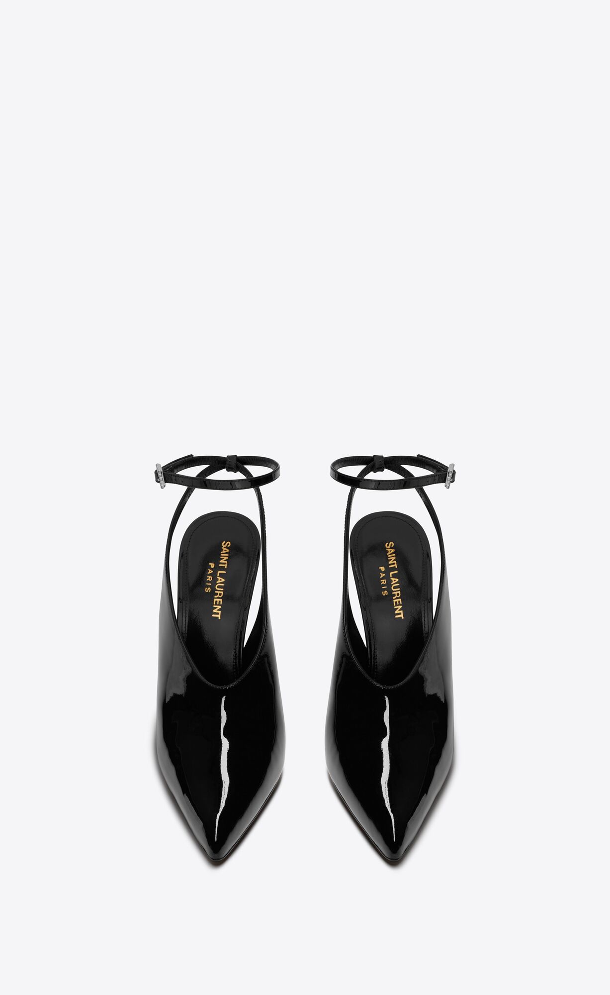 YSL Pulp Slingback Pumps In Patent Leather Black | BKCDR0798