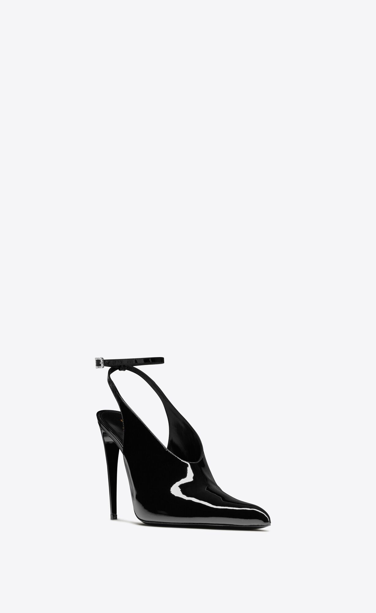 YSL Pulp Slingback Pumps In Patent Leather Black | BKCDR0798