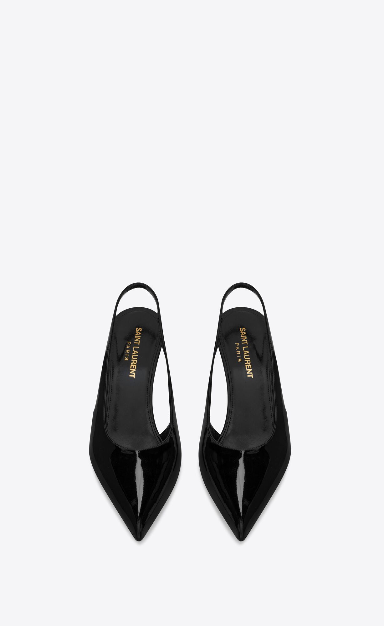 YSL Pulp Slingback Pumps In Patent Leather Black | KFLOT2480