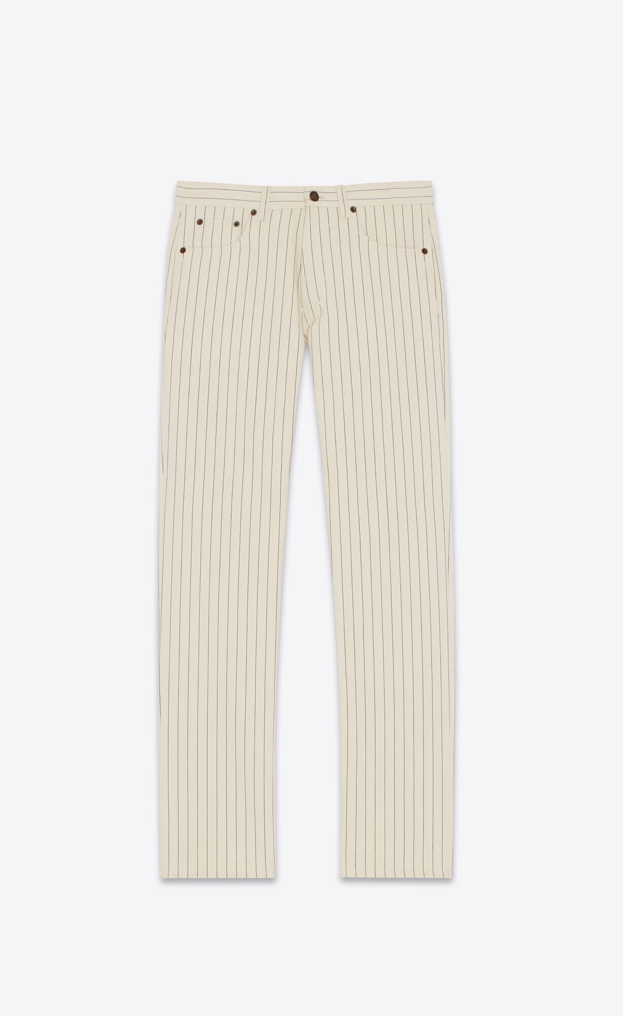 YSL Relaxed-fit Jeans In Striped Grey Off-white Denim Light Beige And Blue | IFCJE7856