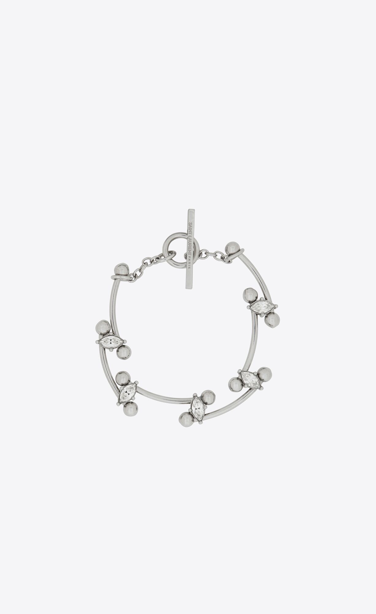 YSL Rhinestone Ball Bracelet In Metal Palladium And Crystal | JNLEO9456