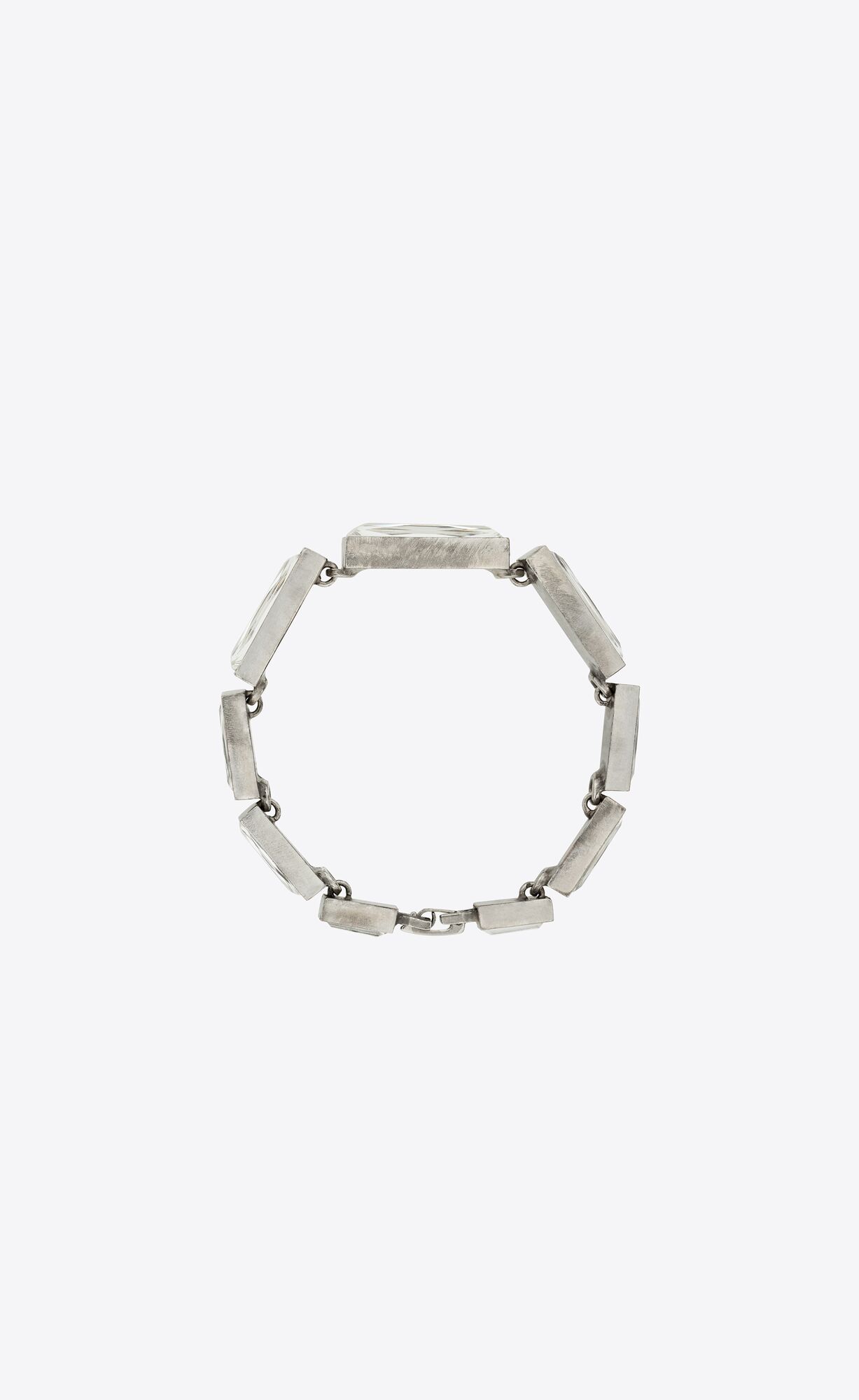 YSL Rhinestone Bangle In Metal Oxidized Silver And Crystal | BDAHG1705