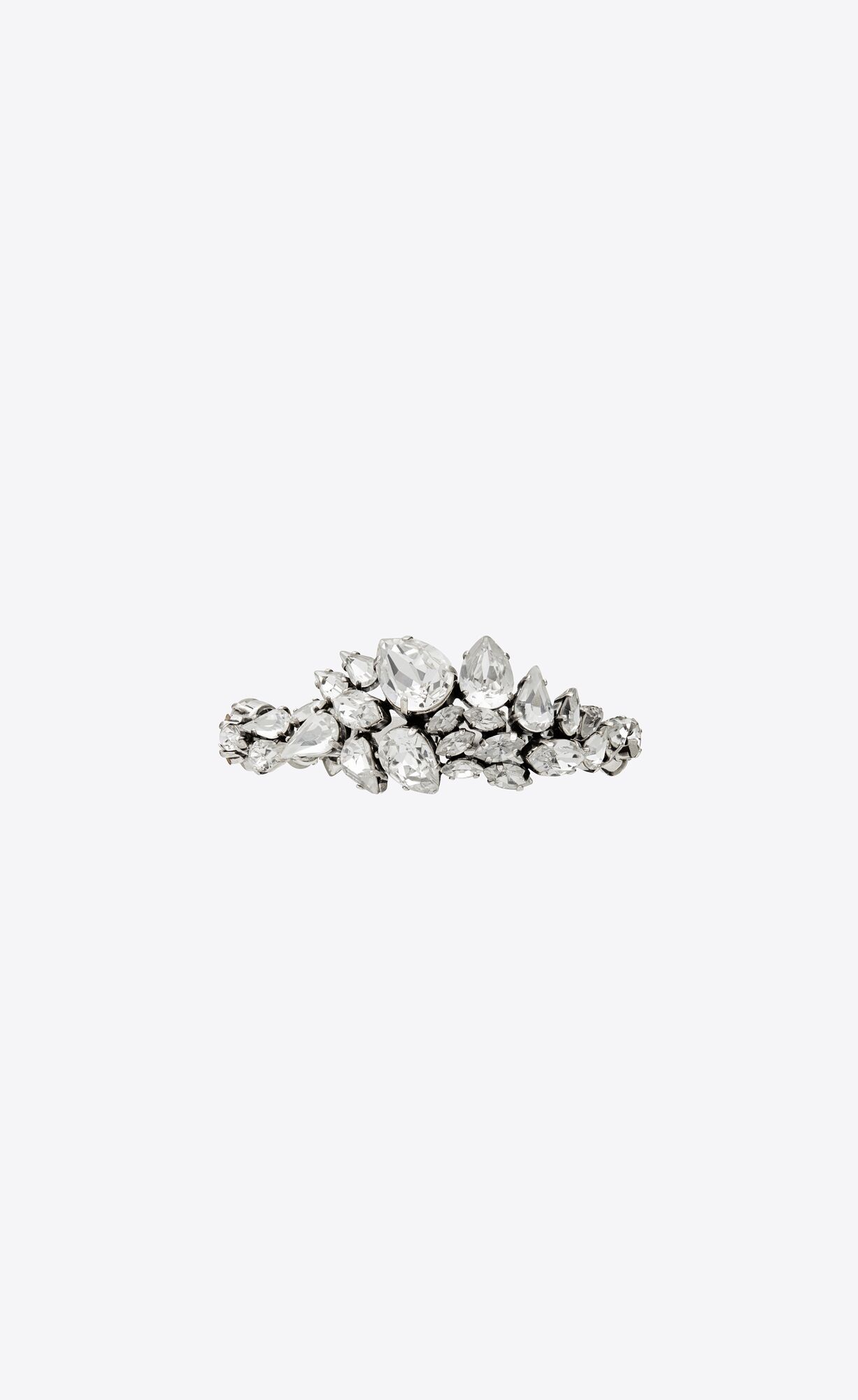 YSL Rhinestone Bouquet Bracelet In Metal Oxidized Silver And Crystal | RTOAL0523