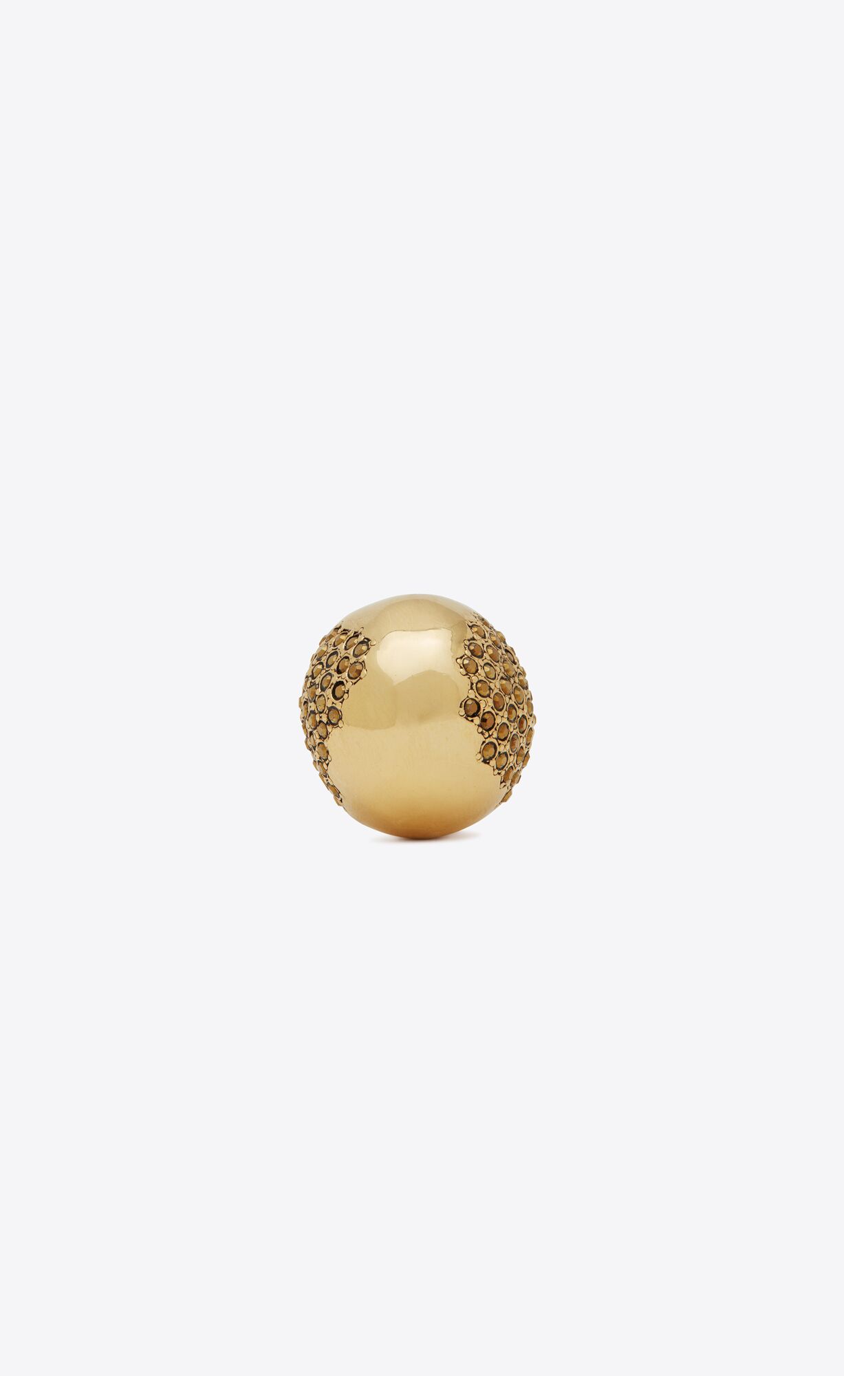 YSL Rhinestone Edge Egg Ring In Metal Aged Gold And Topaz | IFYEJ9567