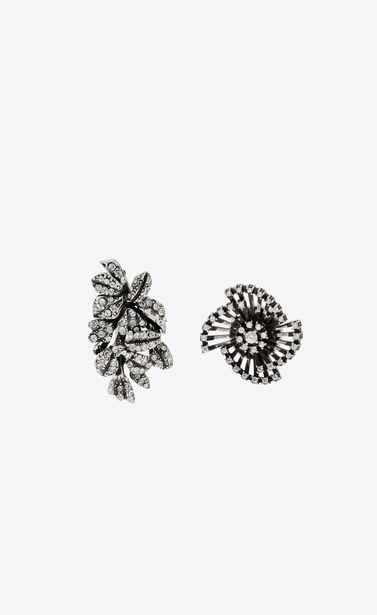 YSL Rhinestone Mini-brooch And Pin In Metal Oxidized Silver | EPLIJ2736