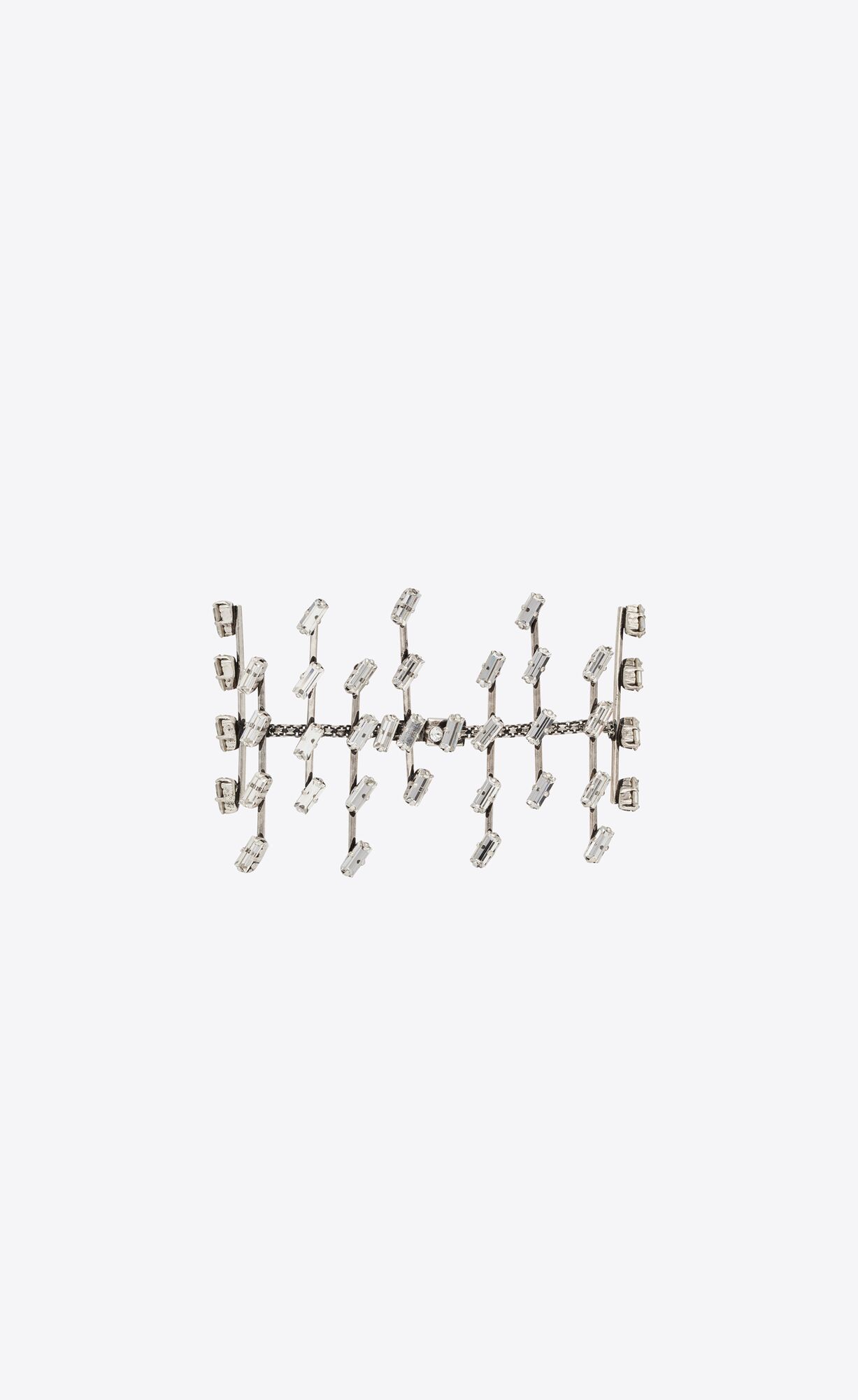 YSL Rhinestone Ranks Bracelet In Metal Oxidized Silver | UABLY4769