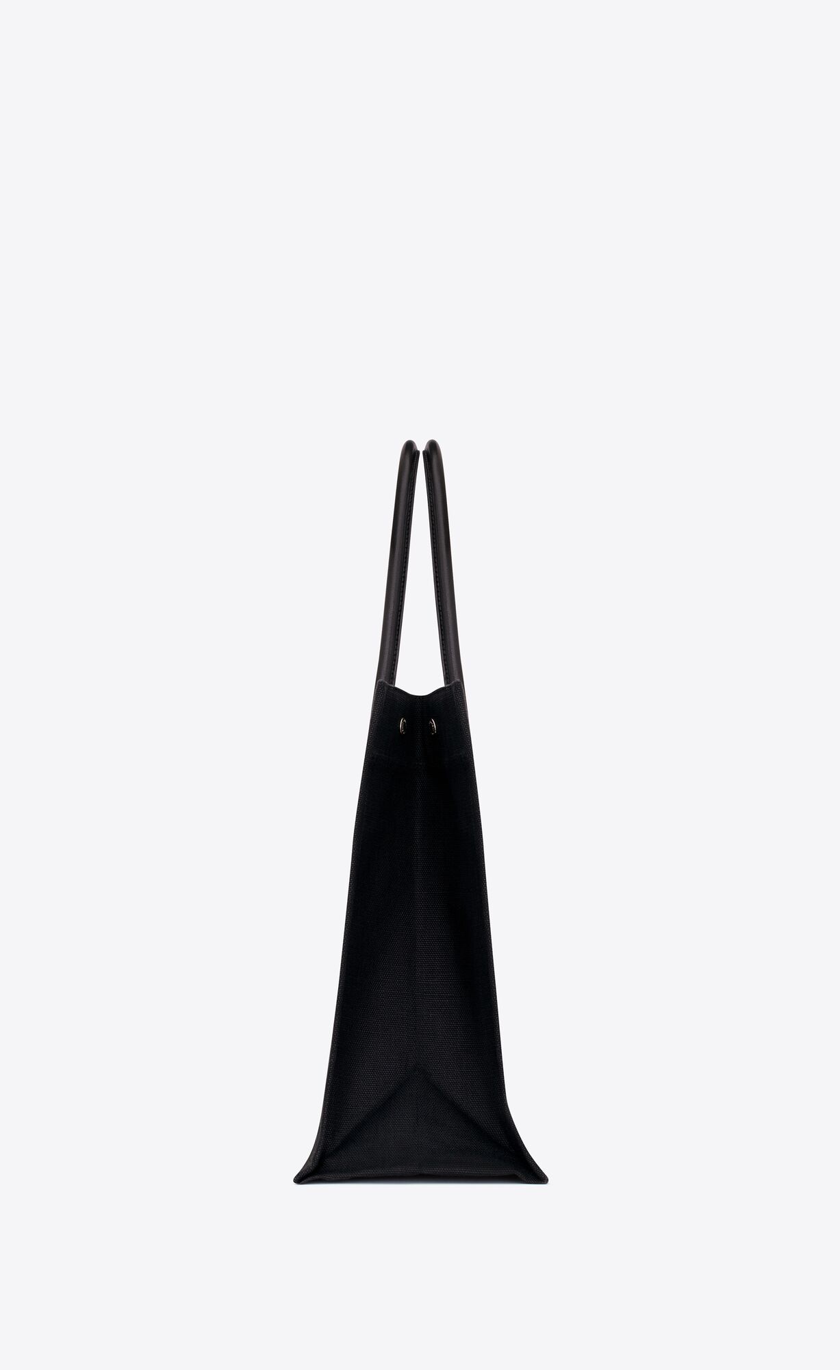 YSL Rive Gauche Large Tote Bag In Canvas And Smooth Leather Grege And Black | LUOVJ5610