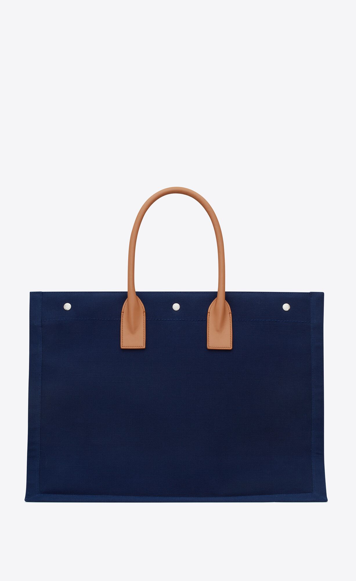 YSL Rive Gauche Large Tote Bag In Canvas Marine, Rose And Brown | UBSTG5267