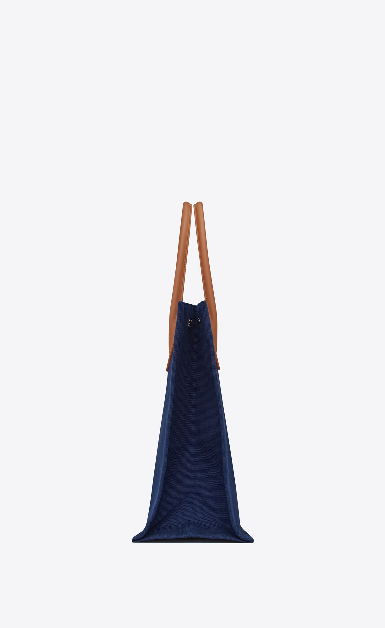 YSL Rive Gauche Large Tote Bag In Canvas Marine, Rose And Brown | UBSTG5267