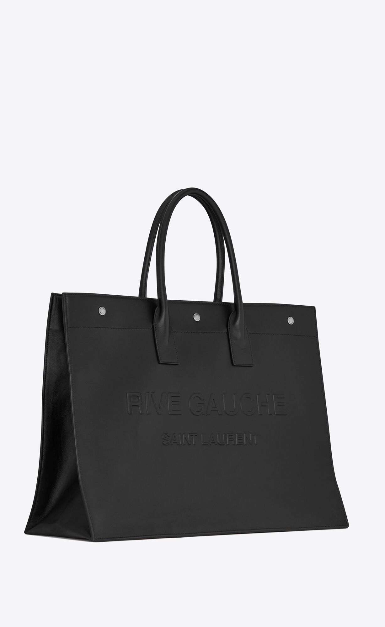 YSL Rive Gauche Large Tote Bag In Smooth Leather Black | QFPJV0367