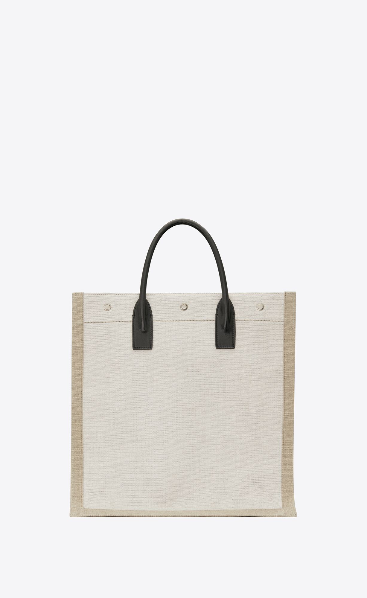 YSL Rive Gauche N/S Shopping Bag In Linen And Cotton White Linen | ZPMDN2063