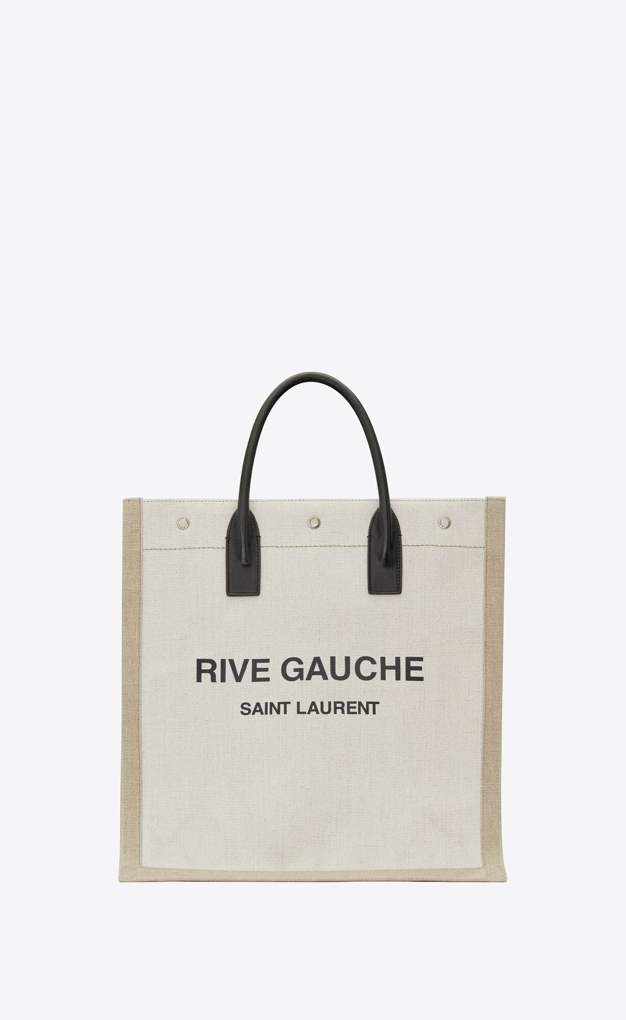 YSL Rive Gauche N/S Shopping Bag In Linen And Cotton White Linen | ZPMDN2063