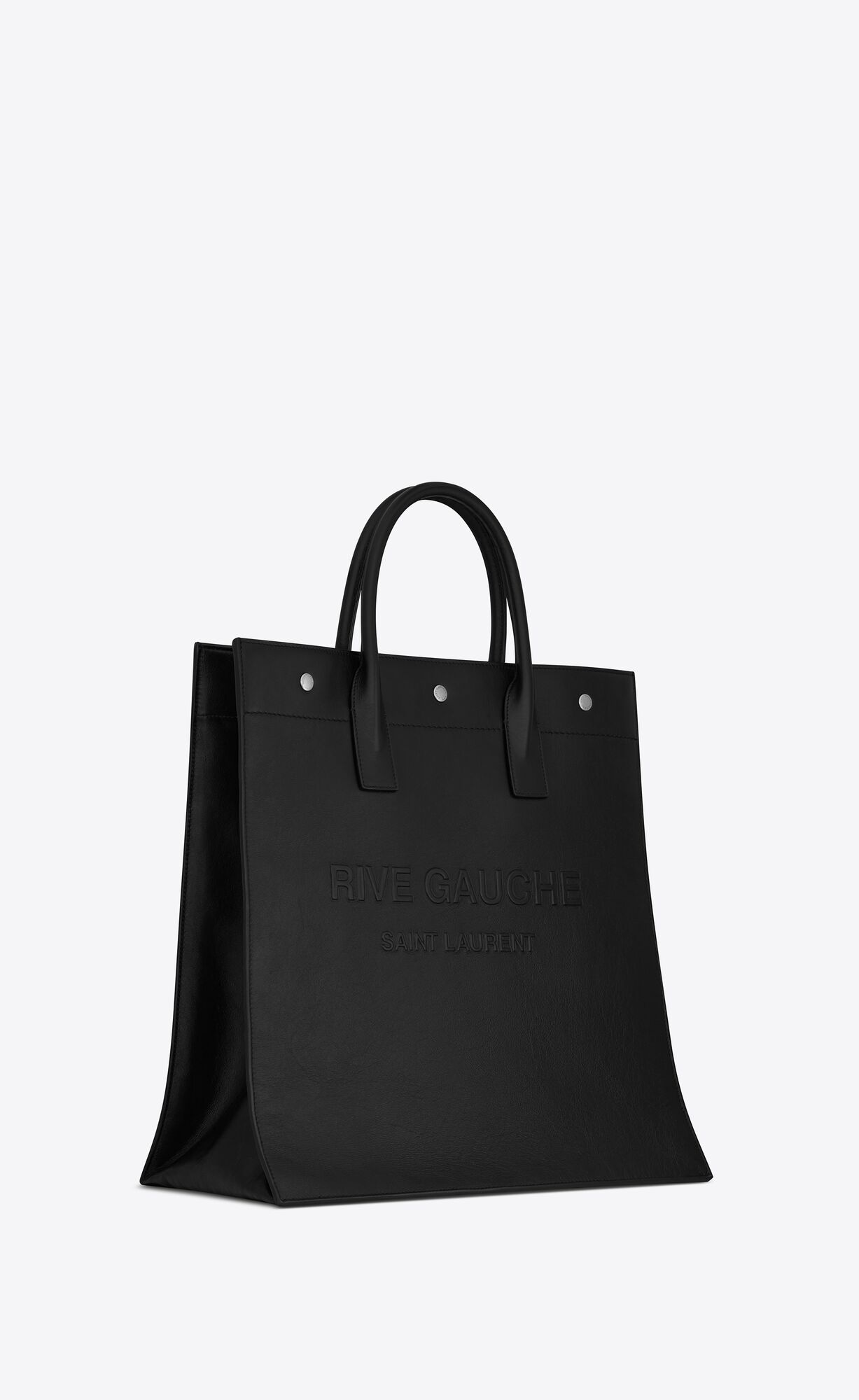 YSL Rive Gauche North/South Tote Bag In Smooth Leather Black | RWBXF5964