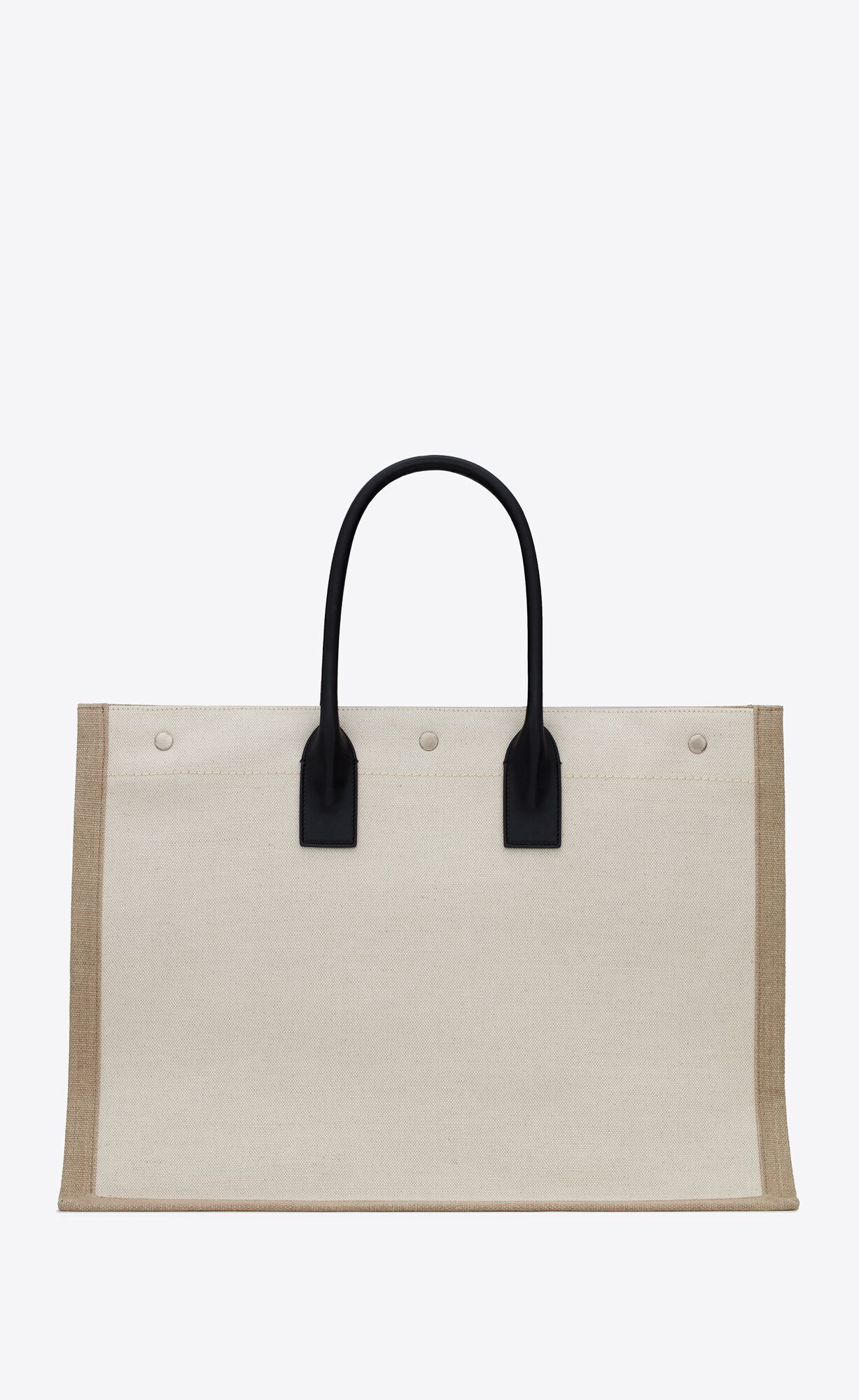 YSL Rive Gauche Tote Bag In Linen And Leather White Linen | FSLYN1208