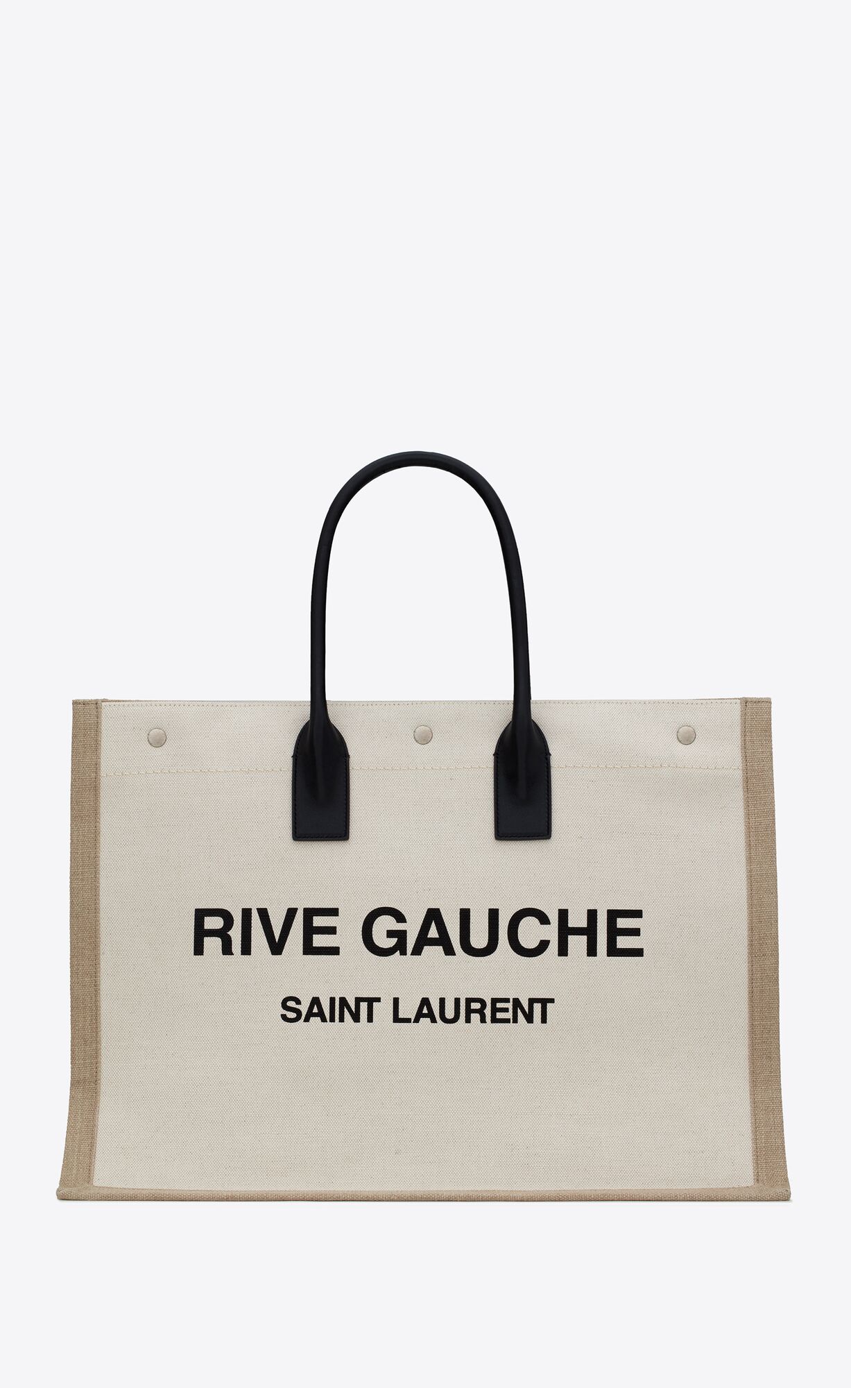 YSL Rive Gauche Tote Bag In Linen And Leather White Linen | FSLYN1208