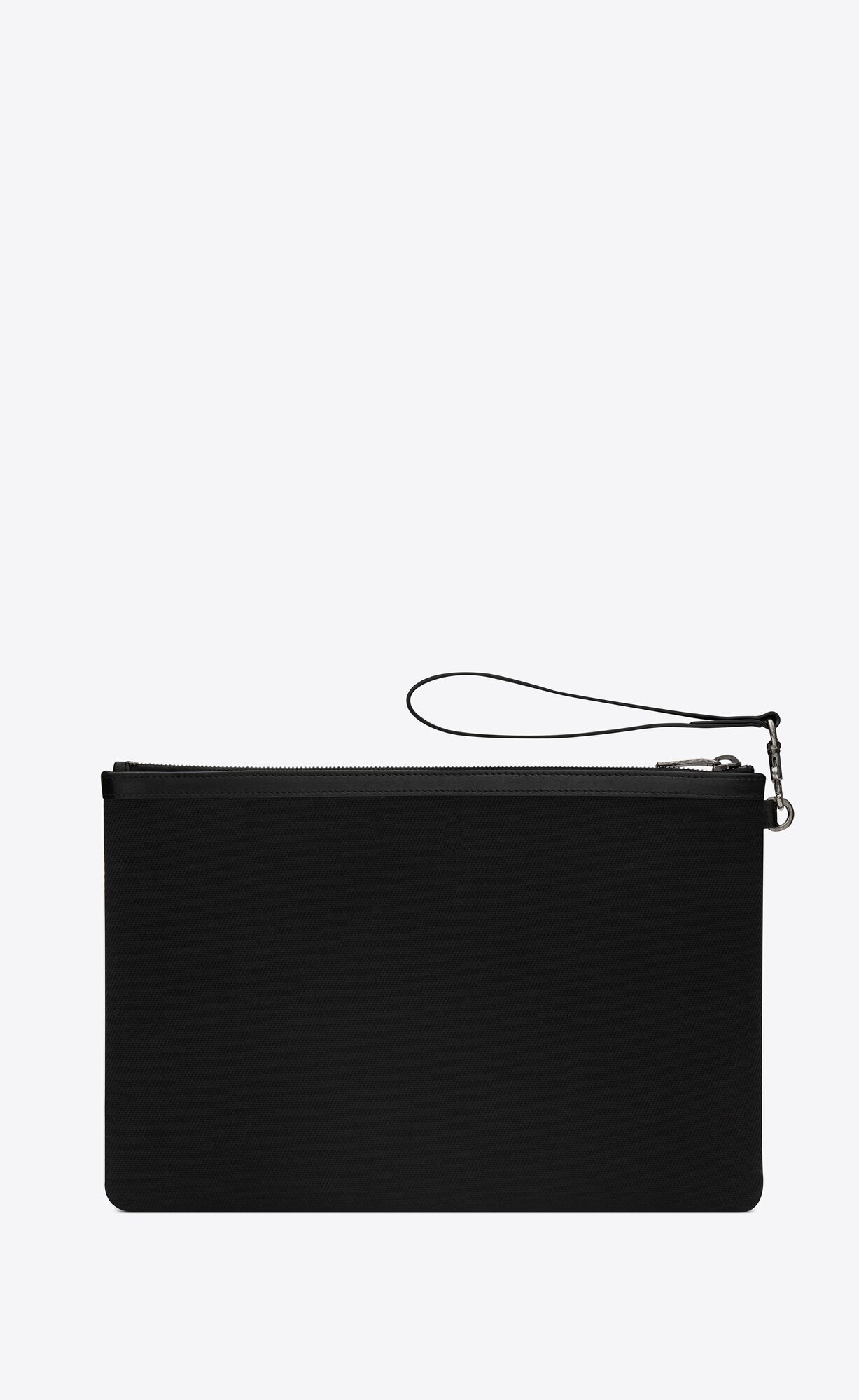 YSL Rive Gauche Zippered Pouch In Bias Canvas Noir Et Blanc | YXEFT8715