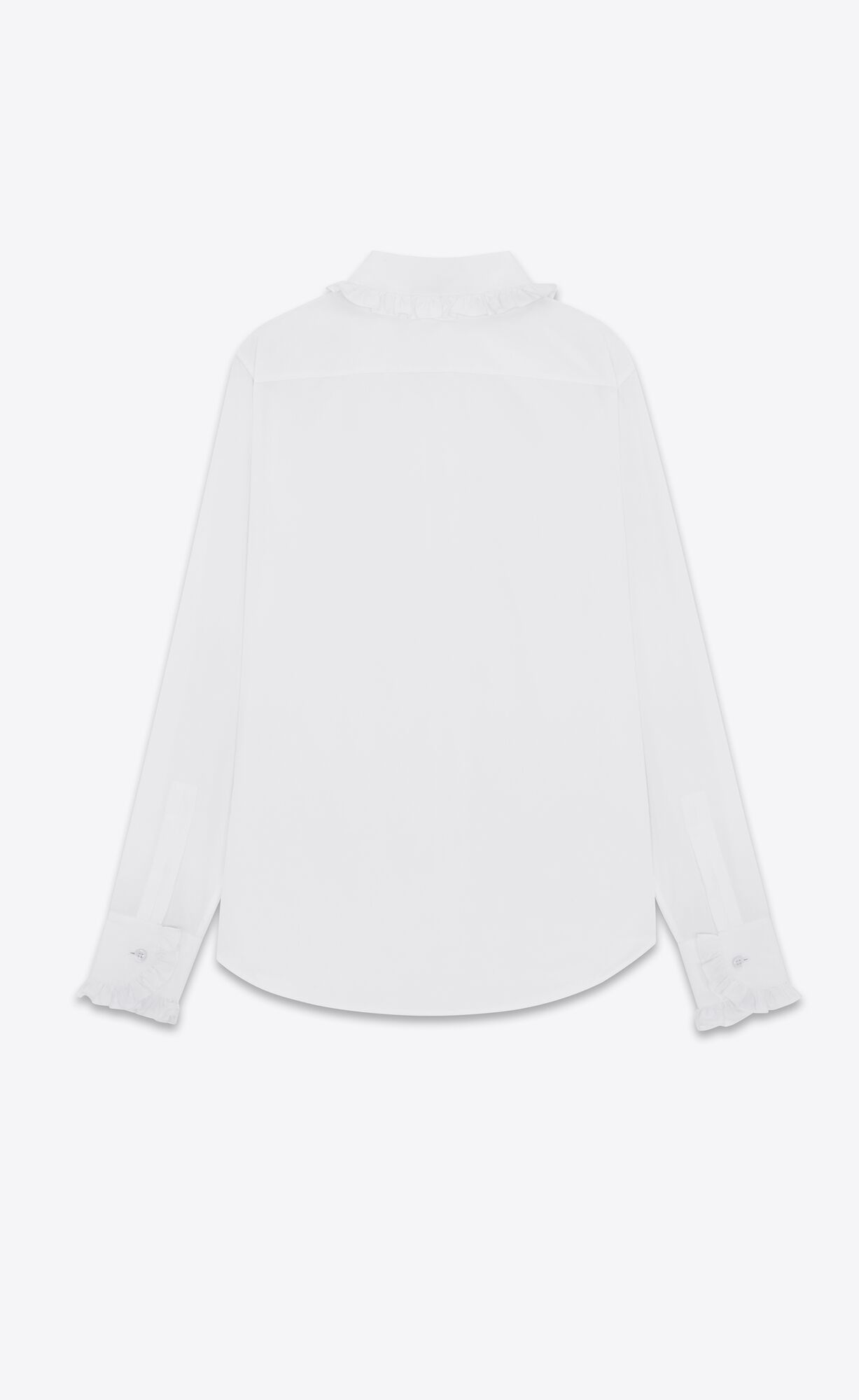 YSL Ruffled Shirt In Cotton Poplin Blanc | ERNJU0924