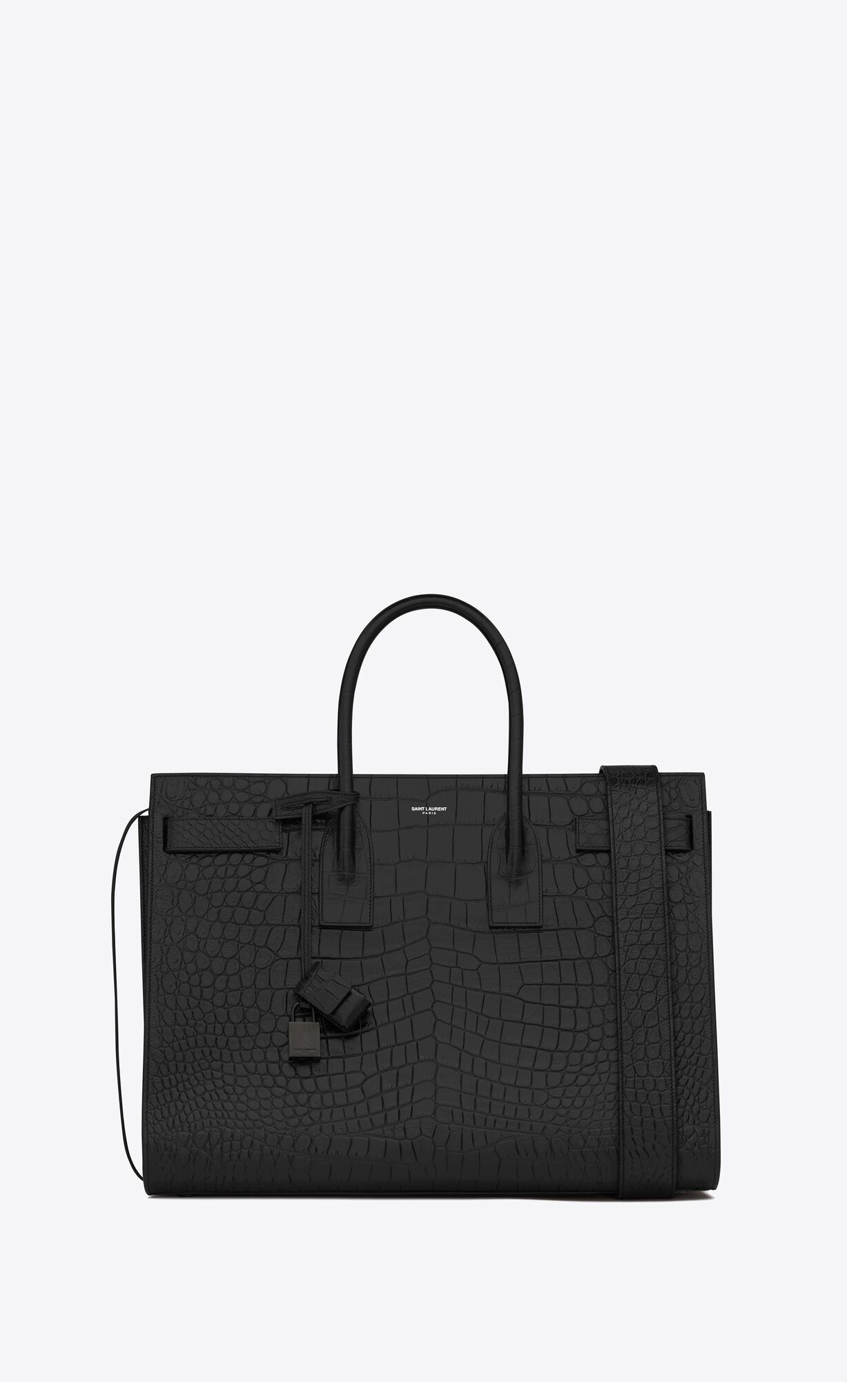 YSL Sac De Jour Large In Crocodile-embossed Leather Black | FXDUC1607