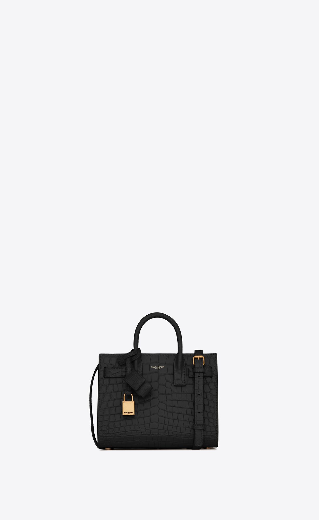 YSL Sac De Jour Nano In Crocodile-embossed Matte Leather Black | SOWMK3049