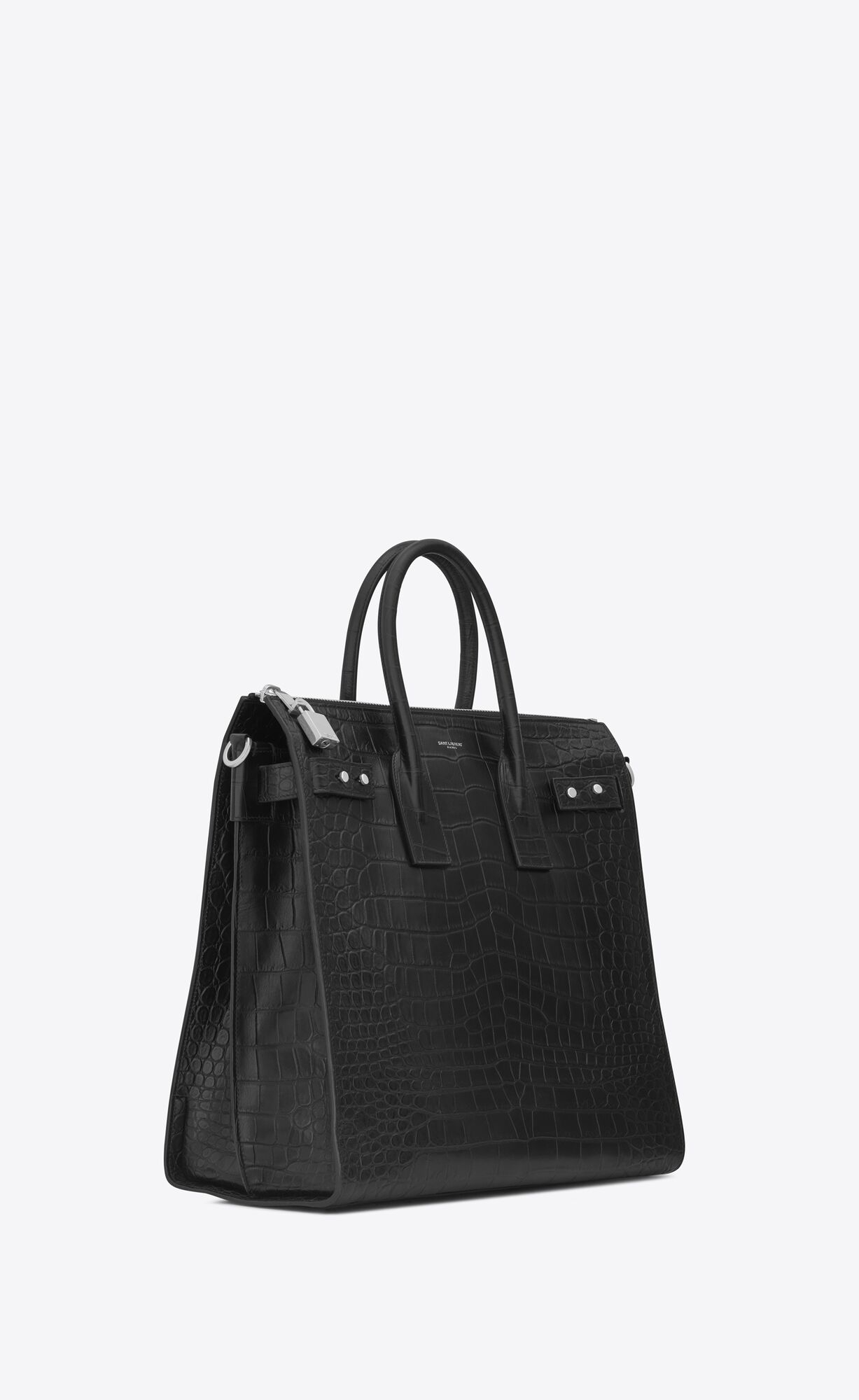 YSL Sac De Jour North/South Tote In Crocodile-embossed Leather Black | BSWPU6832