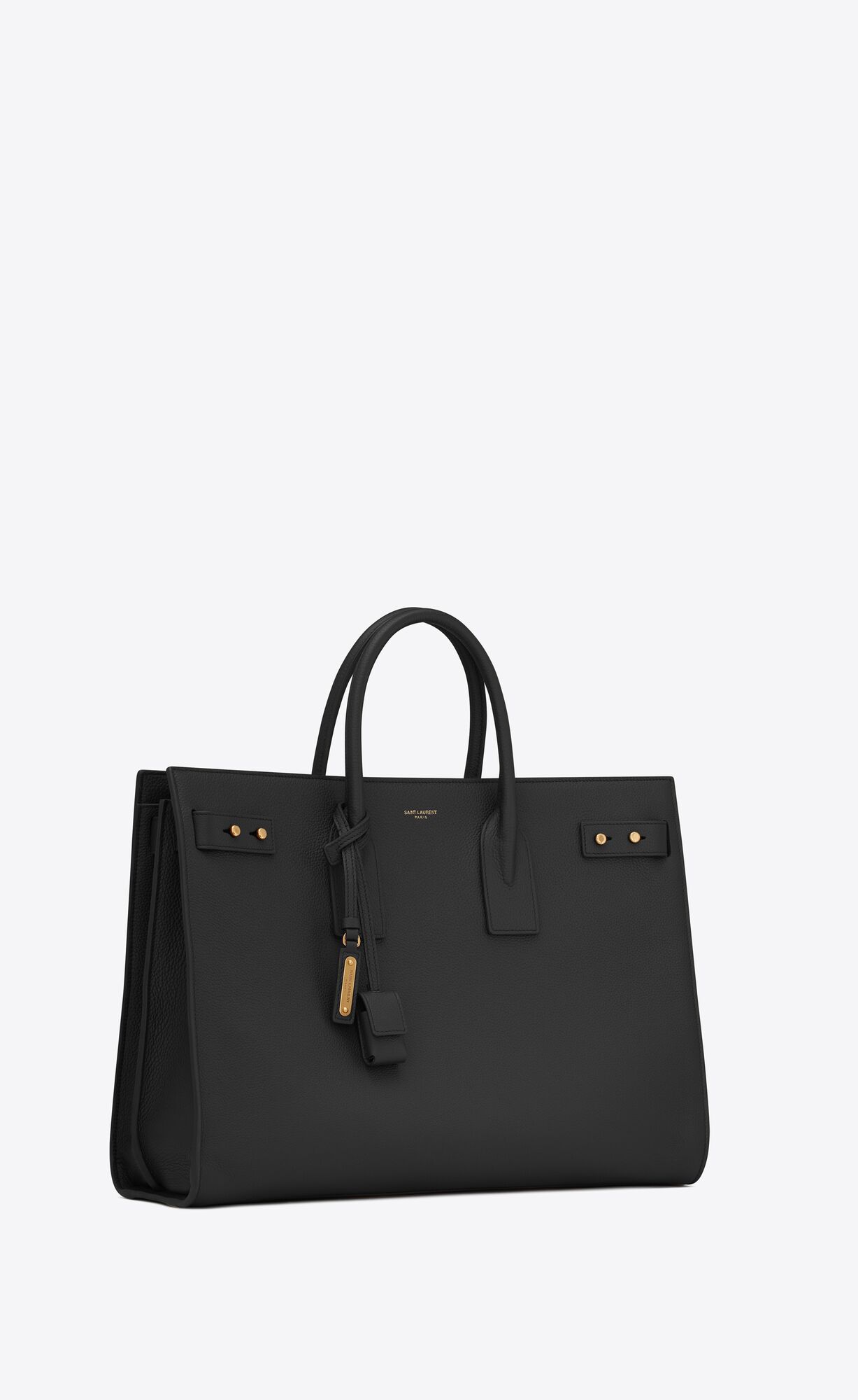 YSL Sac De Jour Thin Large Bag In Grained Leather Noir | EHYTM6305