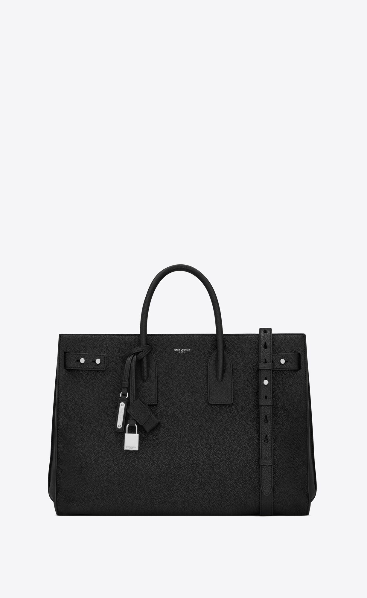 YSL Sac De Jour Thin Large In Grained Leather Black | GXDHO8195