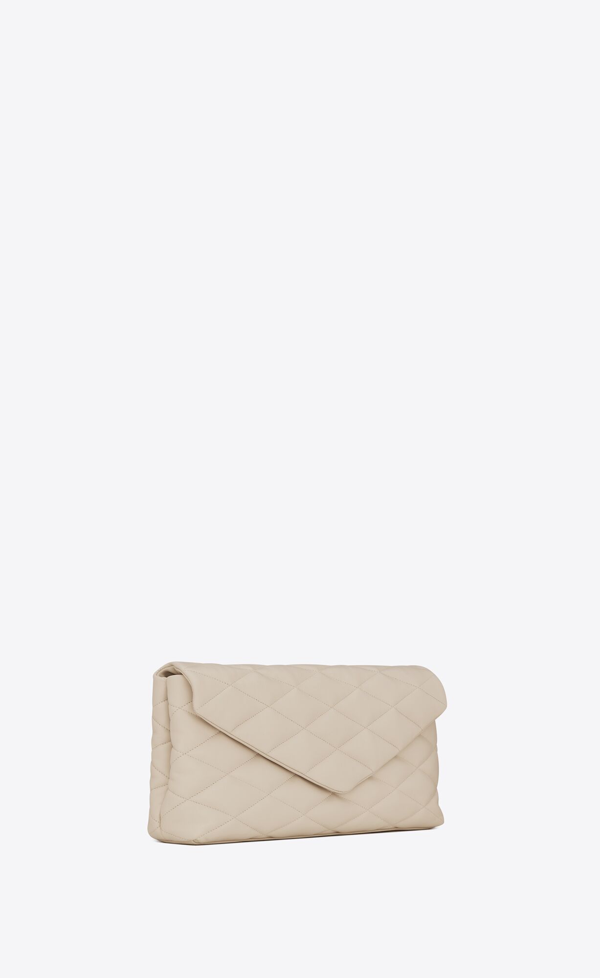 YSL Sade Large Clutch In Lambskin Blanc Vintage | VOUEY3472