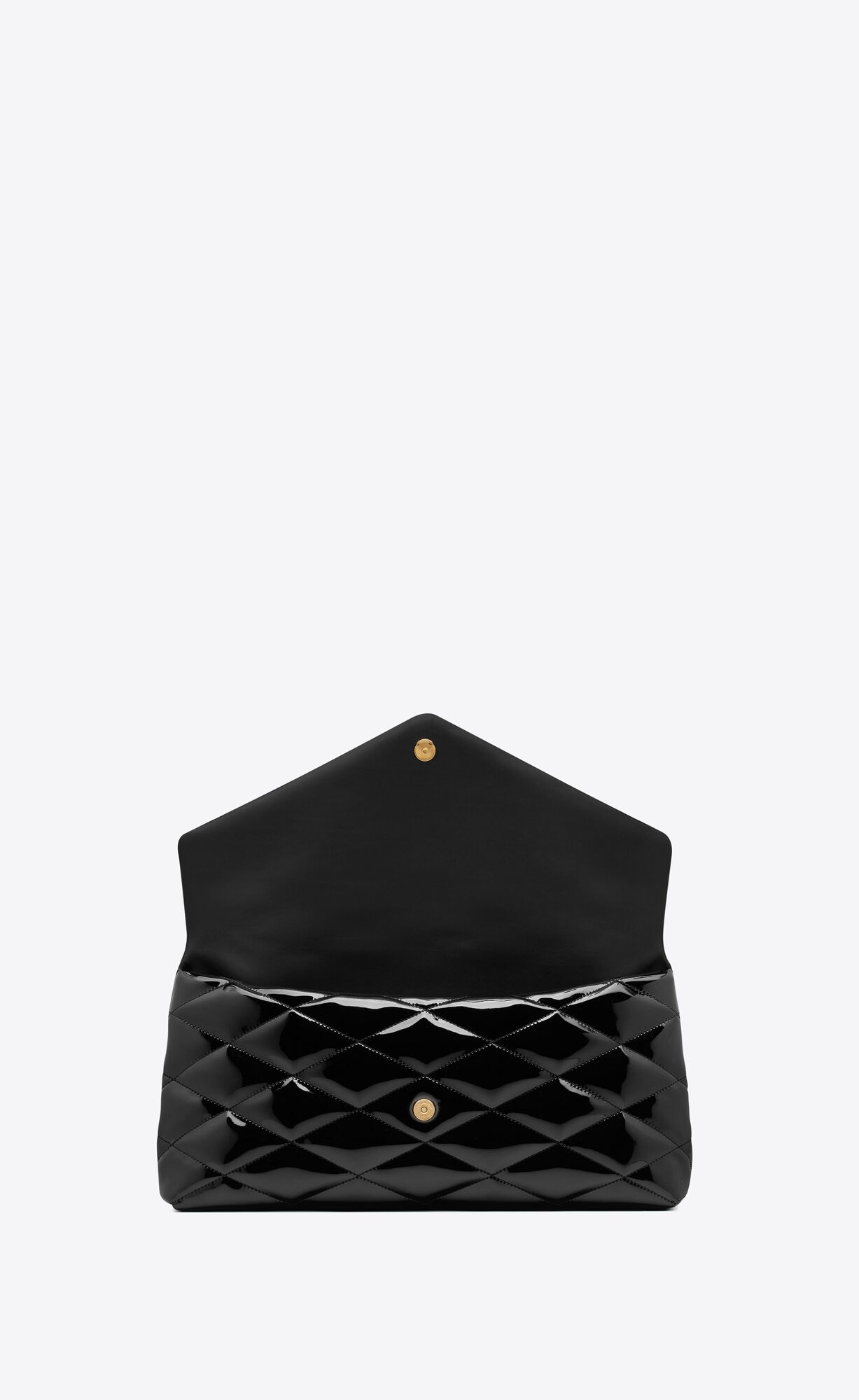 YSL Sade Large Clutch In Patent Canvas Black | MUBXG4053