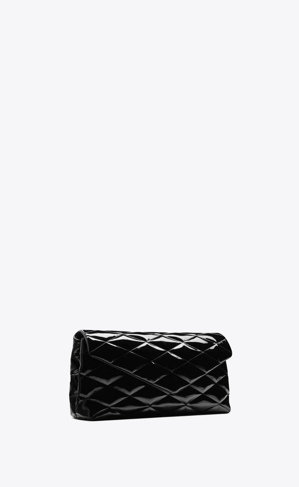 YSL Sade Large Clutch In Patent Canvas Black | MUBXG4053