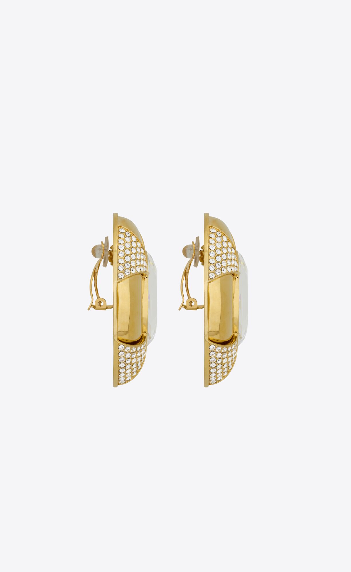 YSL Saharienne Earrings In Metal And Rhinestones Crystal And Gold | EKAHO4356