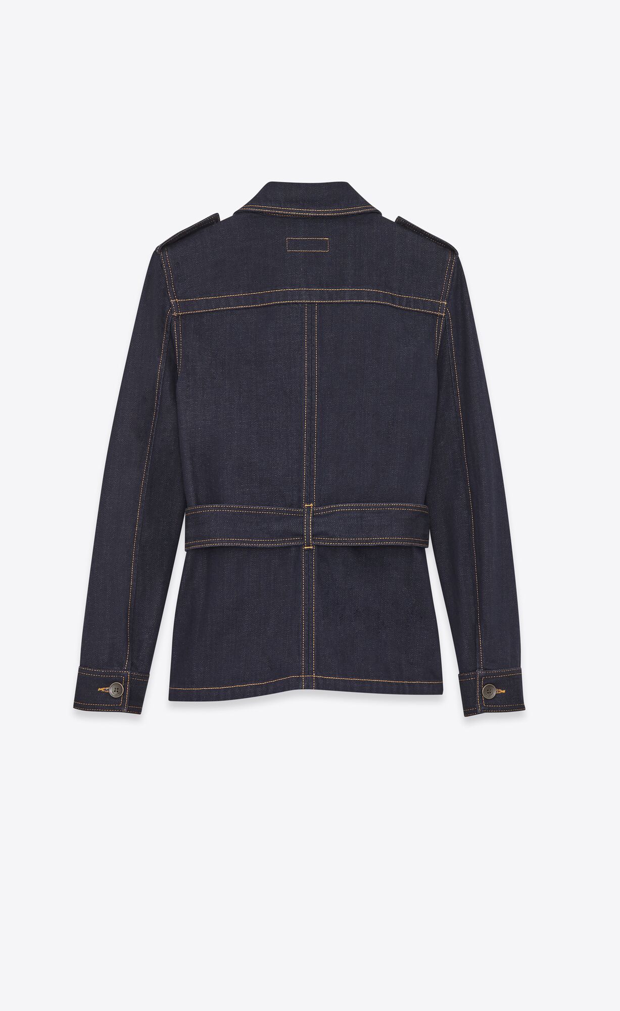 YSL Saharienne Jacket In Deep Blue Denim Deep Blue Rinse | XFMBP0635