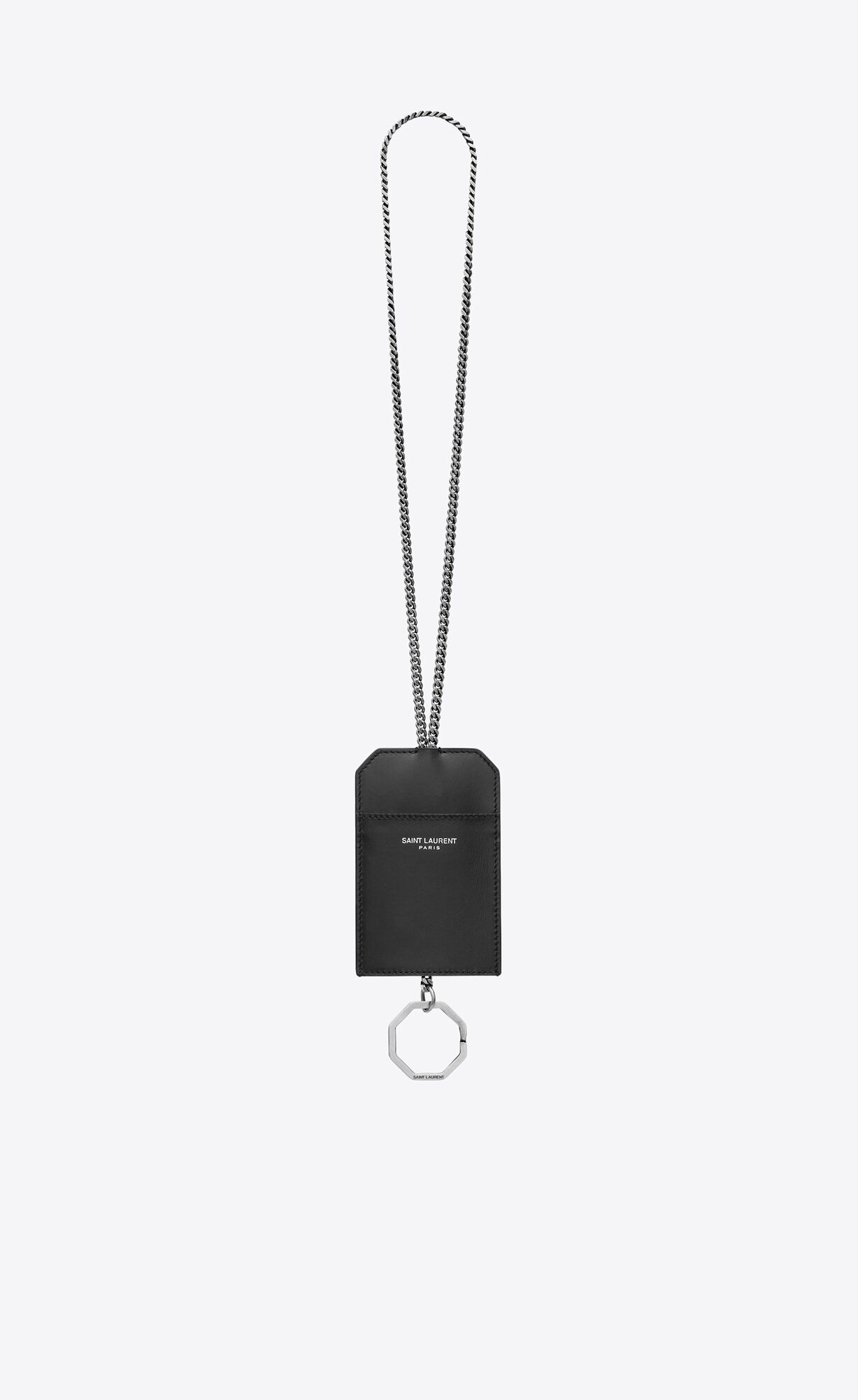 YSL Saint Laurent Card Case With Chain In Smooth Leather Black | UPLMN3472